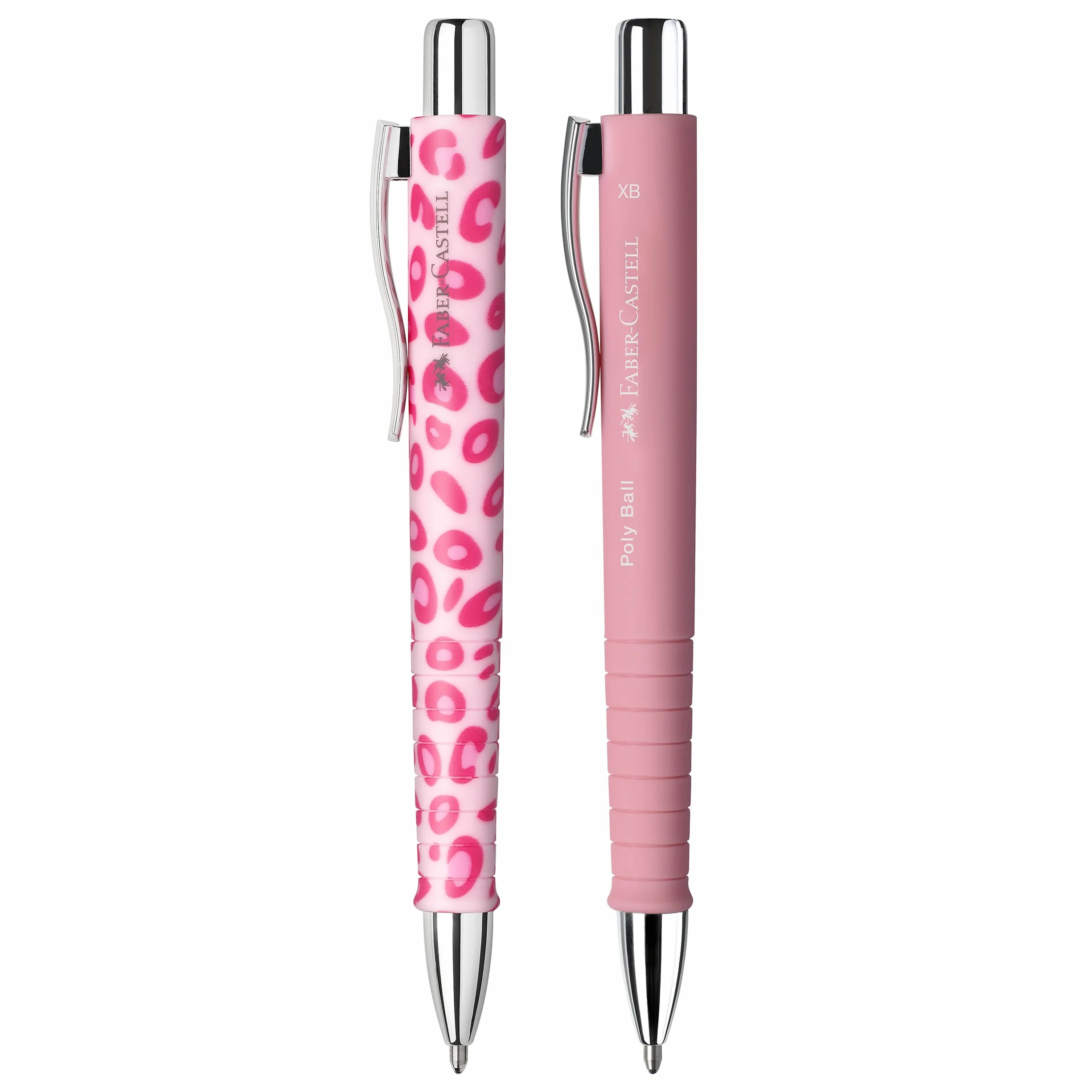 FABER-CASTELL Poly Ball długopis Leo Sugarspots różowy 2 sztuki z wymiennym wkładem XB odporny na zmywanie