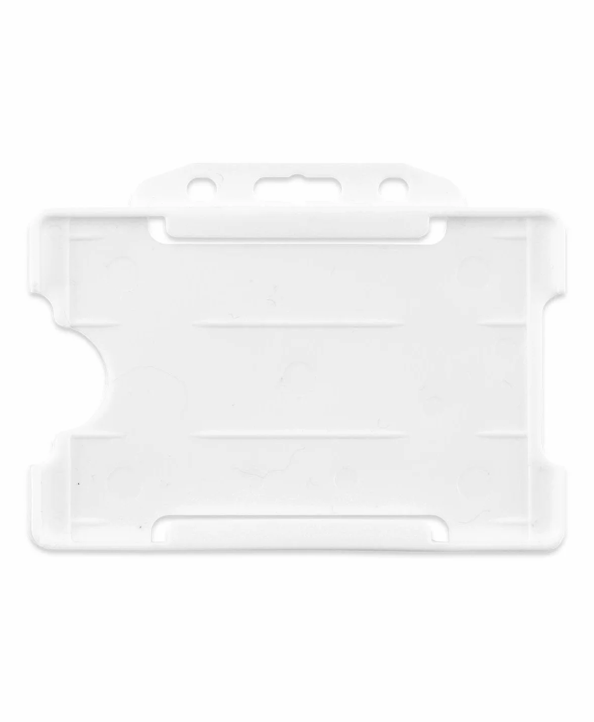 Białe jednostronne sztywne wsuwane uchwyty na identyfikatory z otwartą twarzą poziomy/krajobrazowy plastikowy ochraniacz na przepustkę - mieści 86 mm 54 mm cr80 rozmiar karty kredytowej opakowanie 100