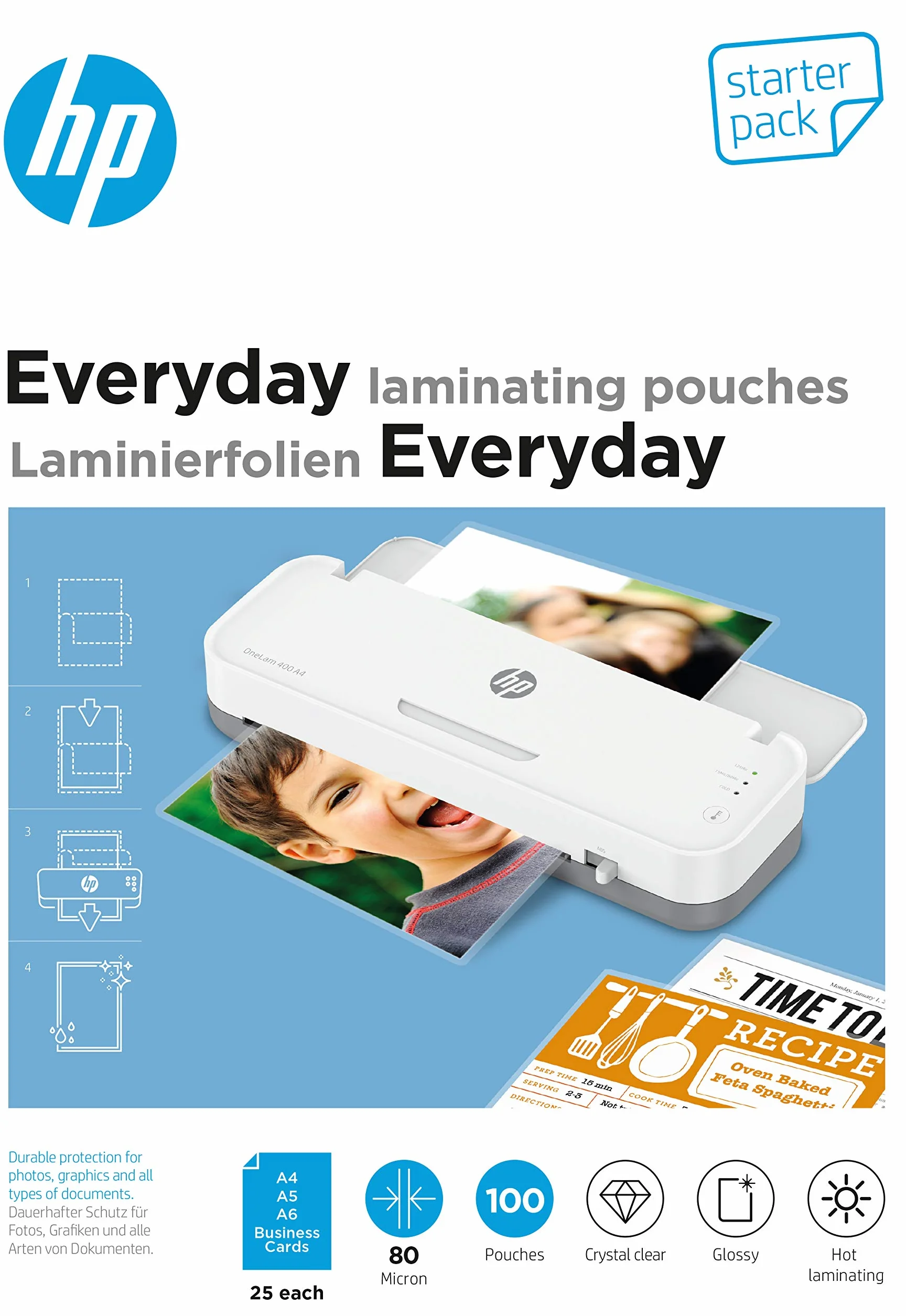 HP Everyday 9158 folie do laminowania 80 mikronów błyszczące przezroczyste 100 sztuk