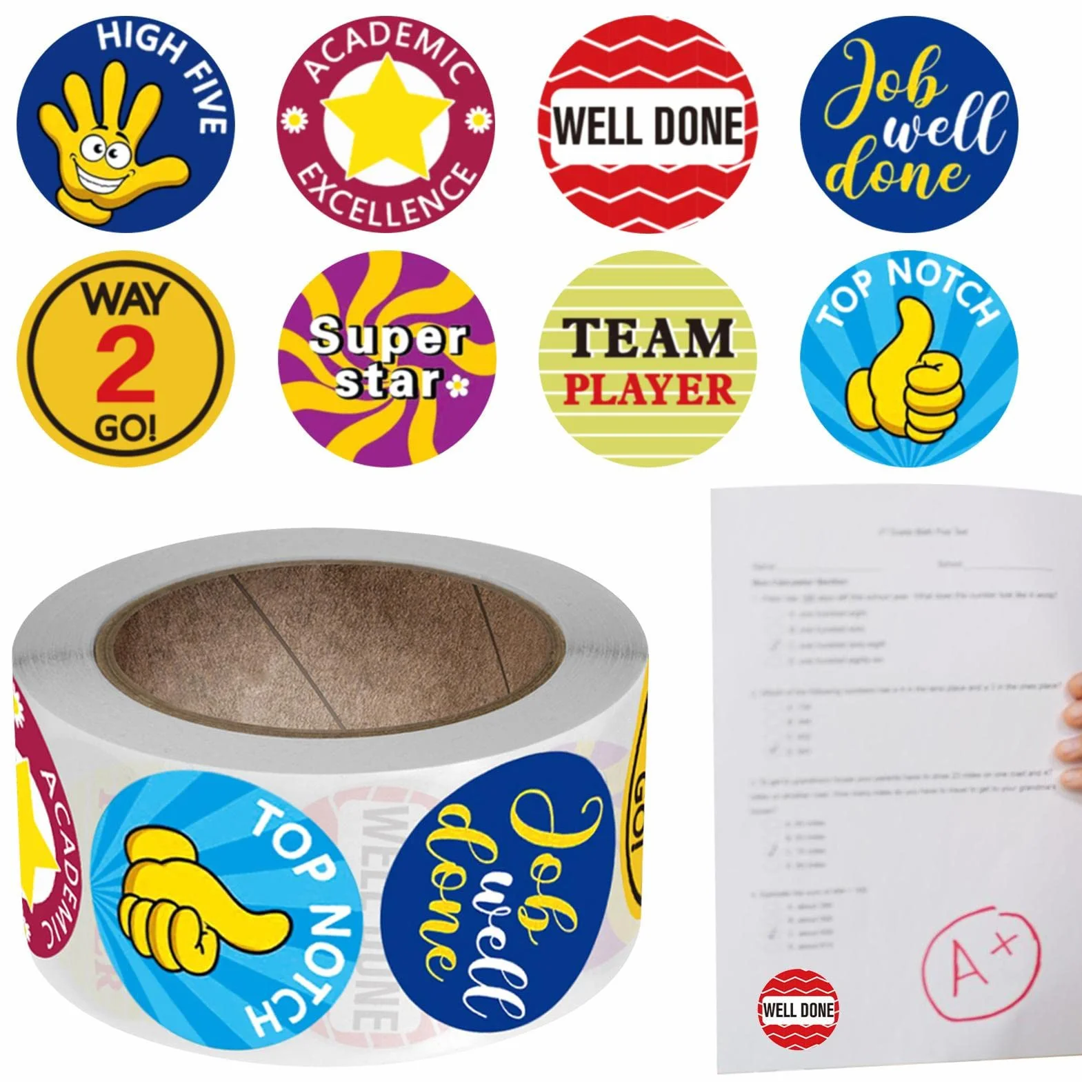 Nauczyciele Naklejki dla Uczniów,Inspiracja Words School Animal Theme Well Done Kalkomanie - 500 sztuk naklejek ze zwierz?tami przybory szkolne w wieku przedszkolnym, niezb?dne dla Yunmiao