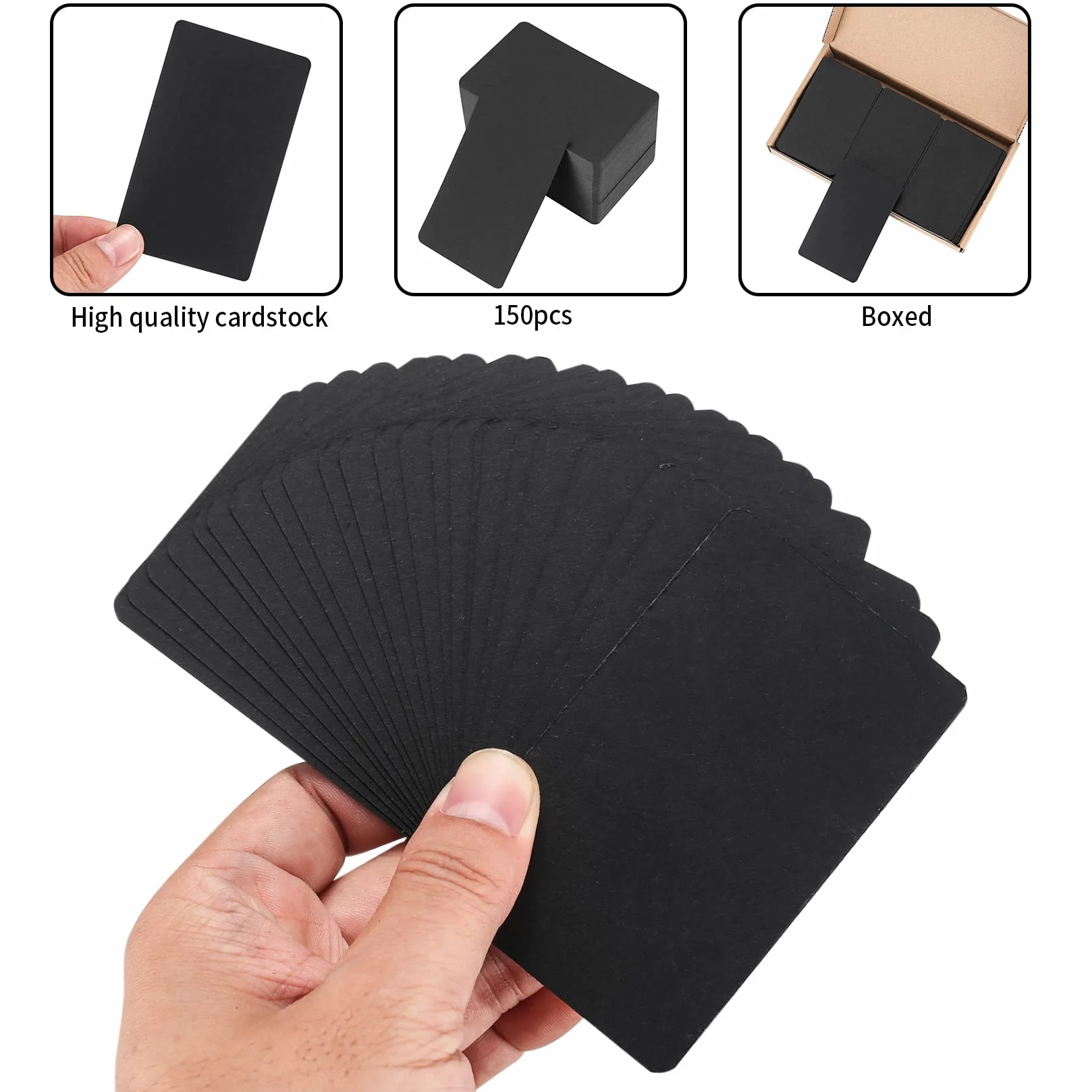 Puste karty papierowe kraft 8,9 x 5,2 cm czarne 150 sztuk fiszki do zapamiętywania