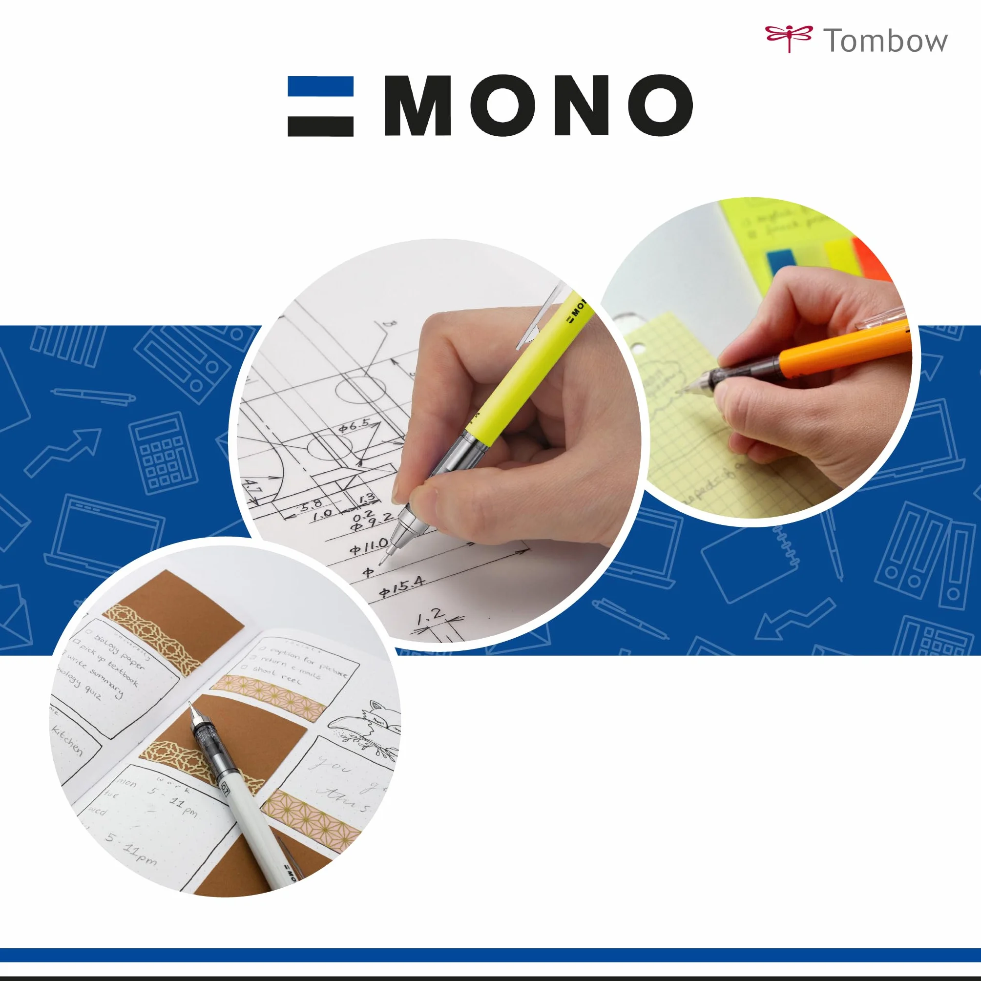 Tombow Ołówek mechaniczny MONO graph 05 matowy fioletowy, grubość kreski 0,5 mm, HB, zintegrowana gumka do ścierania [SH-MG92]