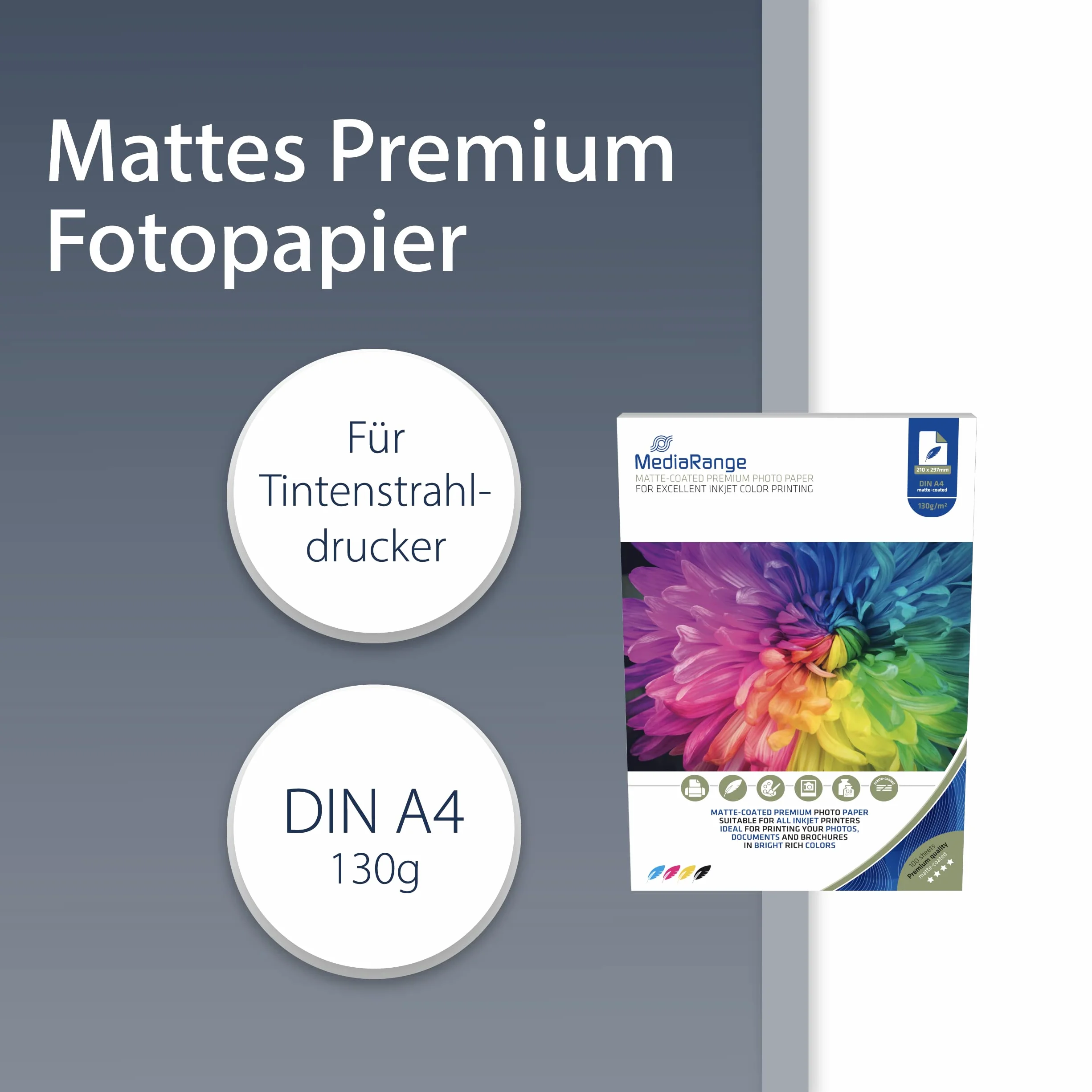 Papier fotograficzny A4 matowy 130 g/m² Mediarge