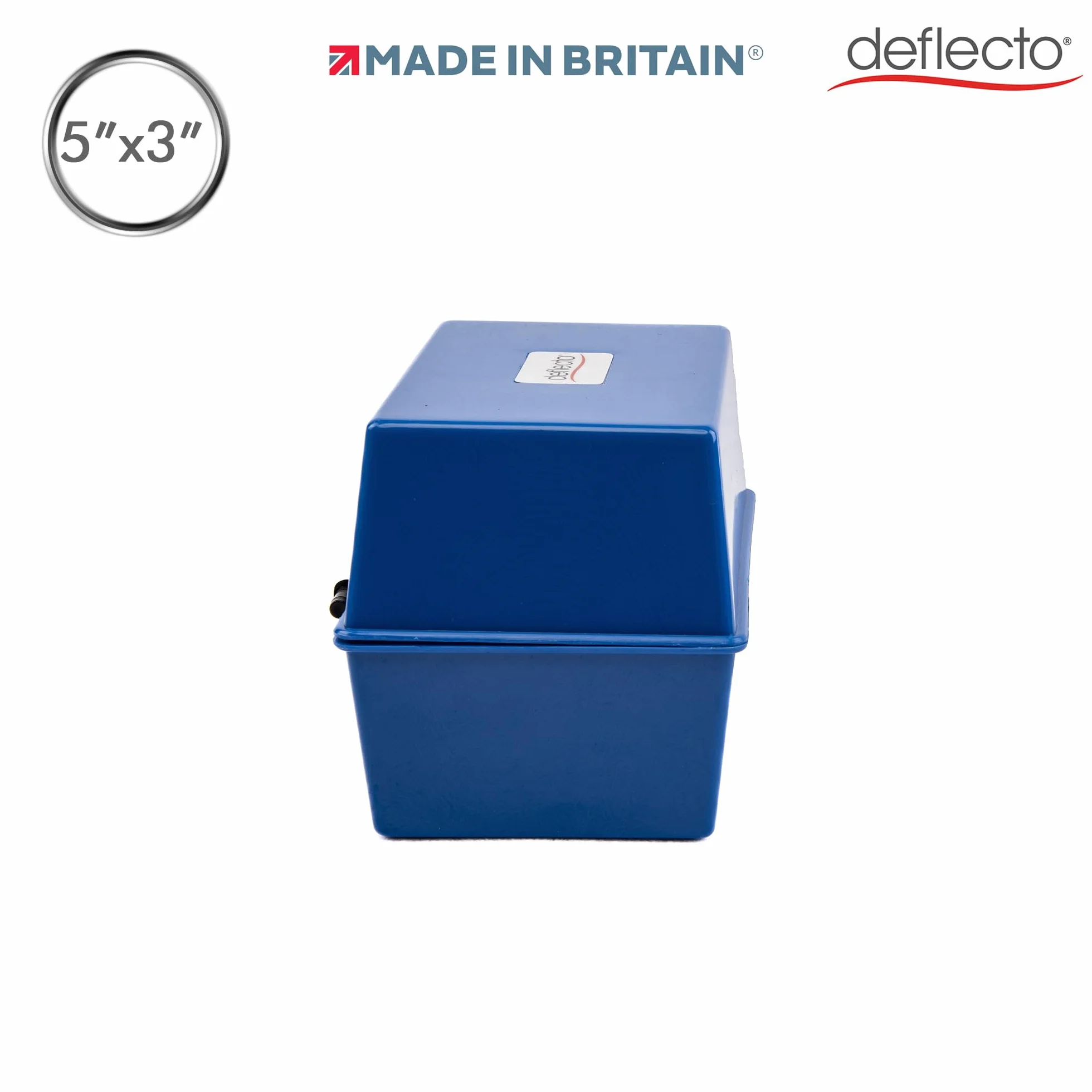 Deflecto CP010YTBLU pudełko na karty indeksowe 5 x 3 niebieskie