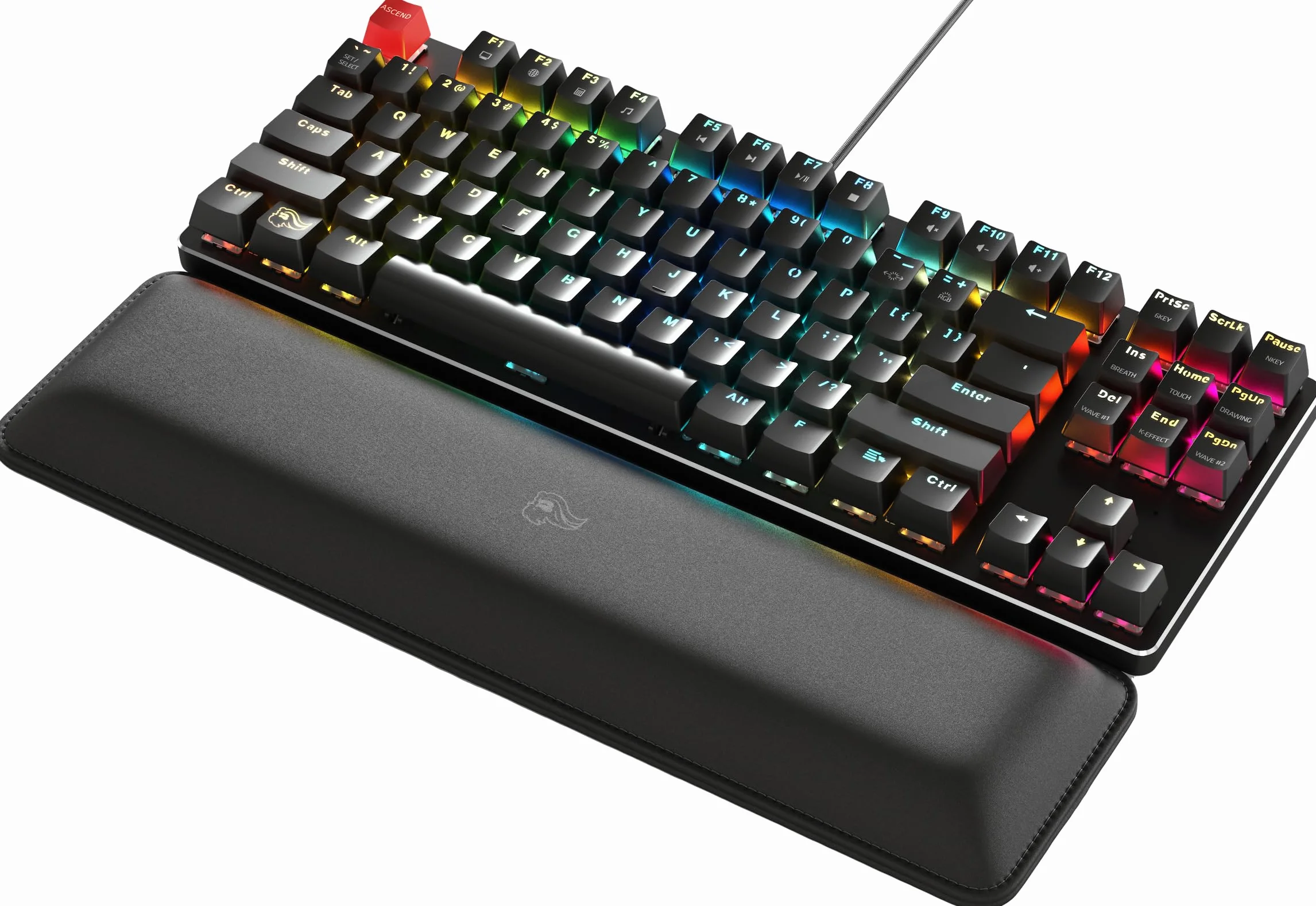 Glorious Gaming podkładka pod nadgarstek (TKL, wys. 25 mm) – szyta, gładka, antypoślizgowy spód, średnia twardość, 360x100x25 mm – czerń (stealth)