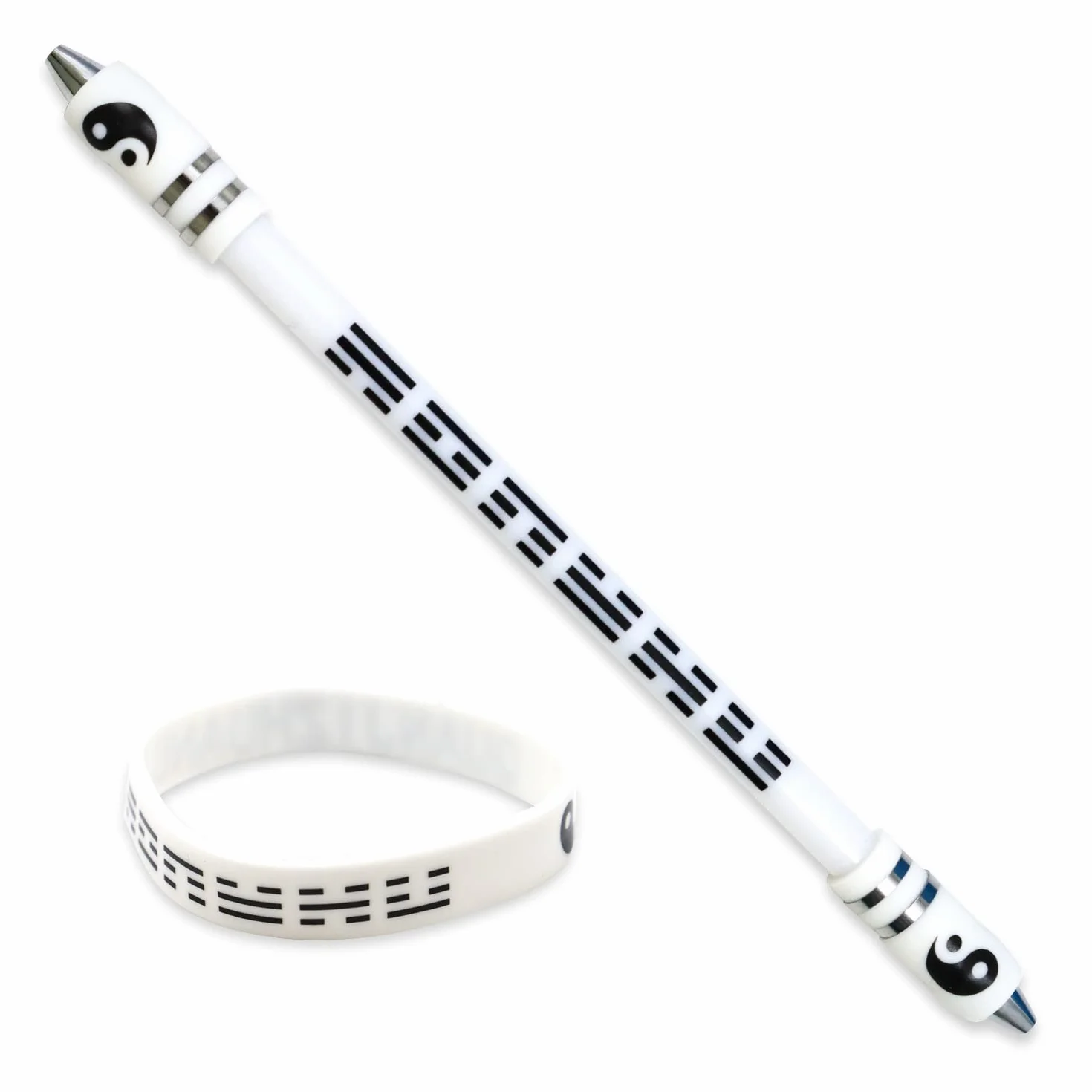 Obrotowy długopis metalowy antypoślizgowy 21,5 cm biały