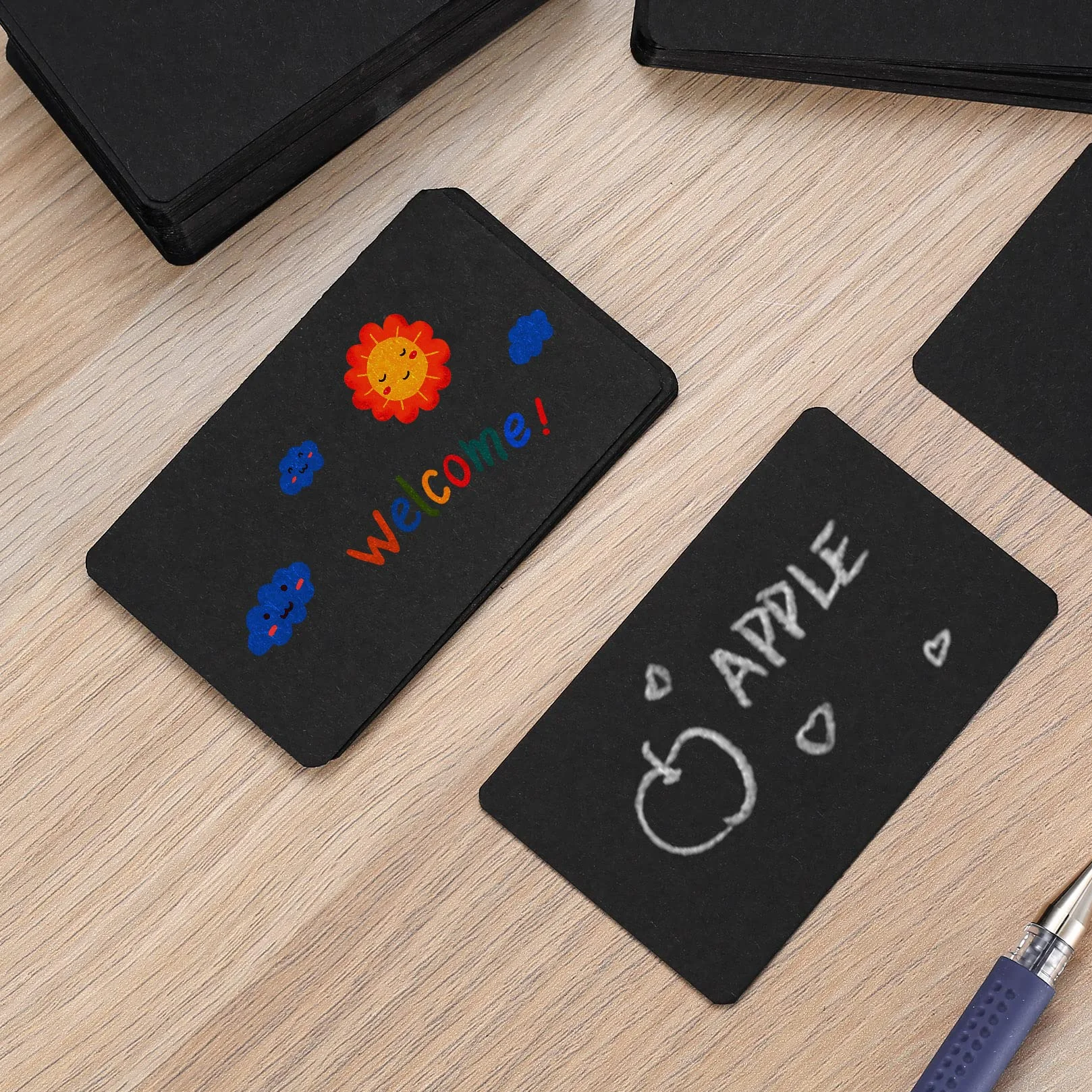 Puste karty papierowe kraft 8,9 x 5,2 cm czarne 150 sztuk fiszki do zapamiętywania