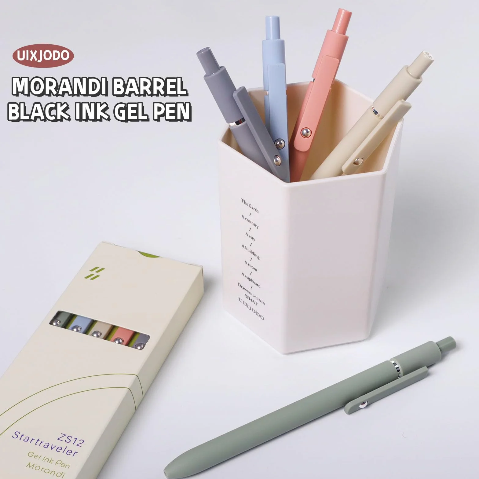 Długopisy żelowe 0,5 mm czarny atrament 5 szt. Morandi