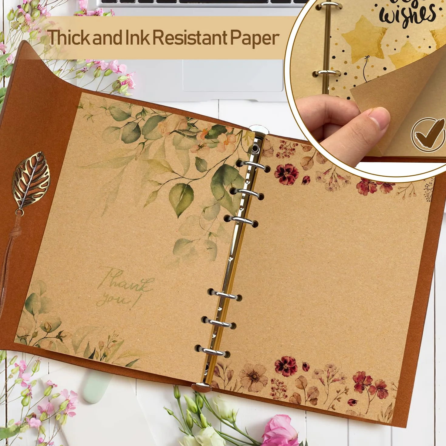 Notatnik ze skóry PU A5 Ciemnobrązowy z możliwością ponownego napełnienia papieru kraft vintage dziennik podróżny