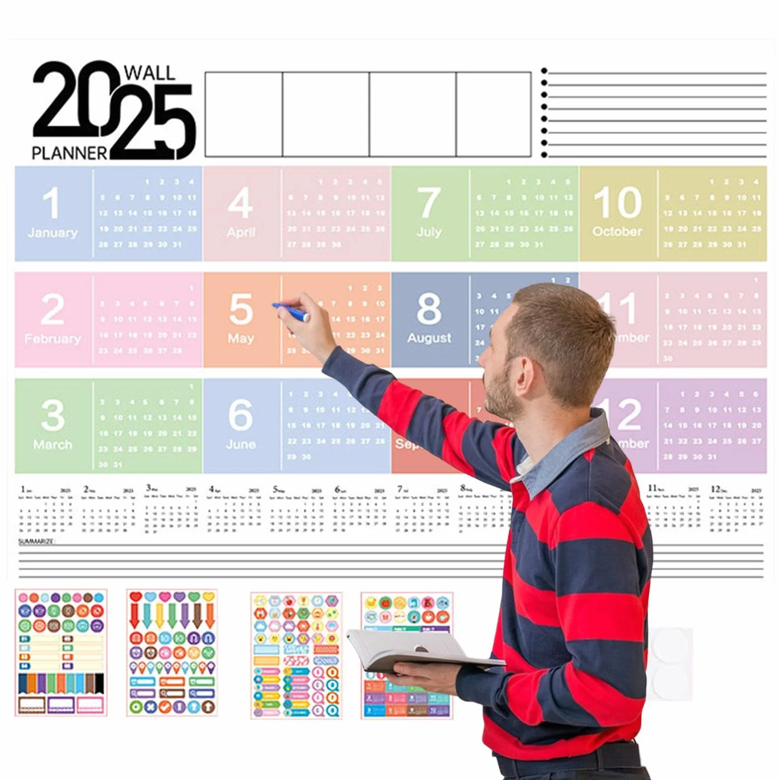Kalendarz ?cienny 2025 12 miesi?cy, planer roczny 2025 - ca?oroczny kalendarz ?cienny | akcesoria do dekoracji domu, planer od stycznia 2025 r. do grudnia 2025 r. dla dzieci i doros?ych