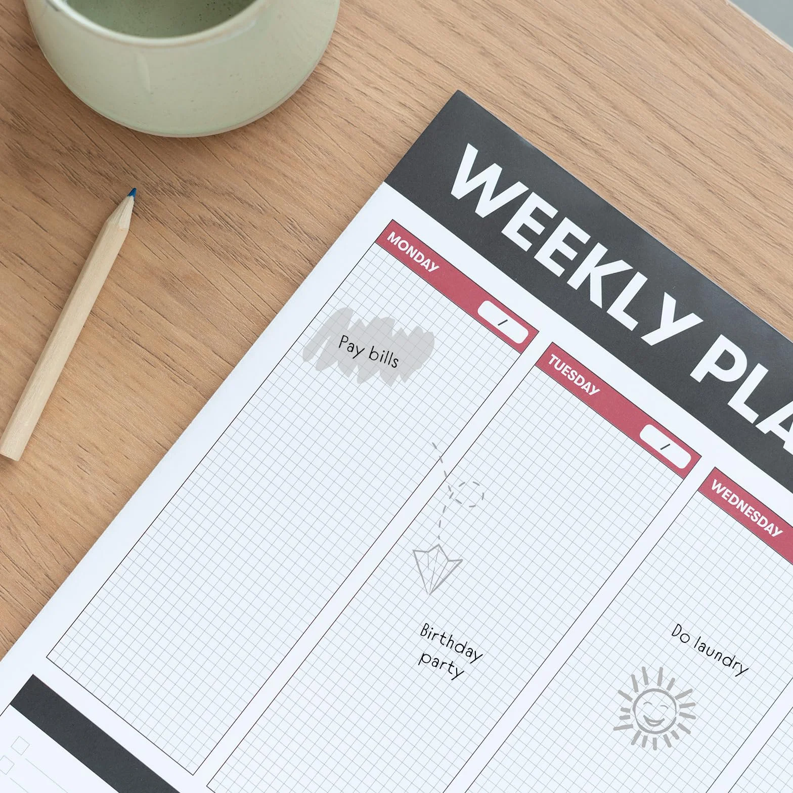 Grupo Erik Weekly Planner A3 | Family Calendar | 54 Tear Off Pages | Desk Calendar | Organiser Planner | To Do List | Desk Planner | Desktop Notepad