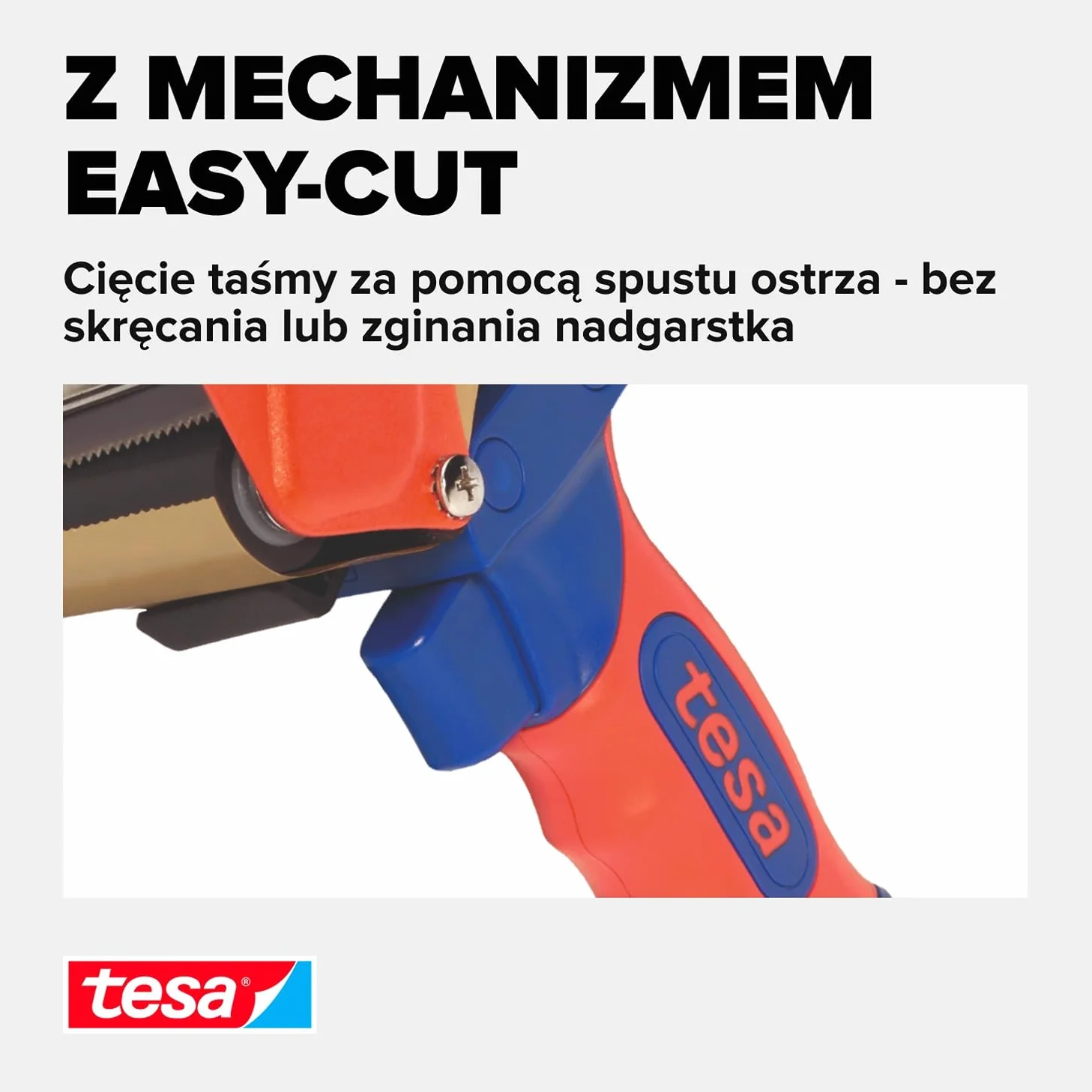 Tesa Dozownik ręczny premium – profesjonalny dozownik taśmowy do odwijania taśm samoprzylepnych – do taśm o szerokości do 50 mm – nadaje się do użytku przemysłowego