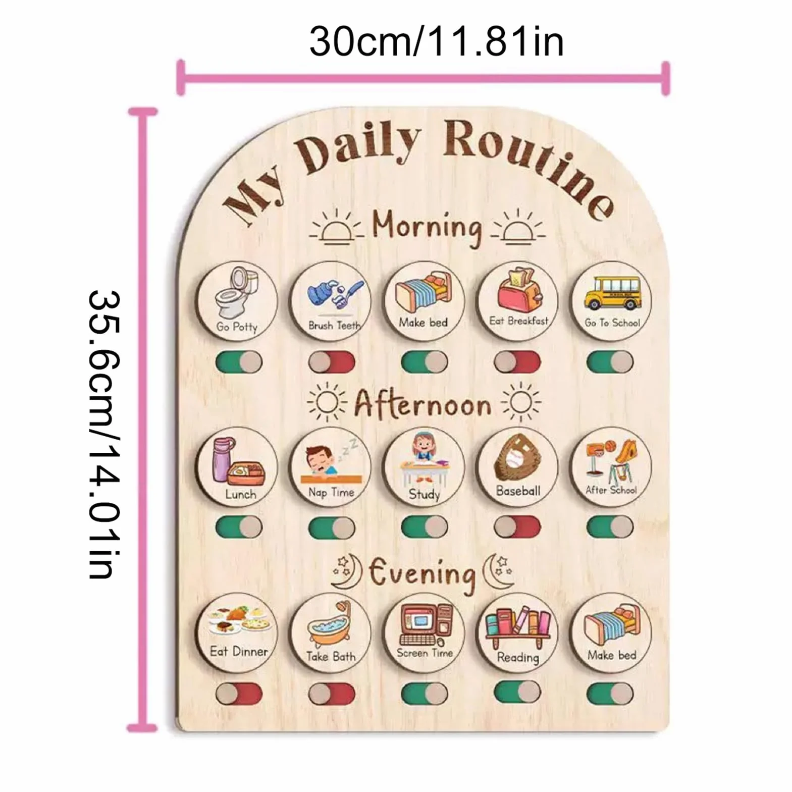 Kids Daily Routine Chart, Wooden Visual Planner Board, Educational Morning Bedtime Organizer for, Preschool Learning Toy, Home Schooling Aid, Classroom Supplies Childhood