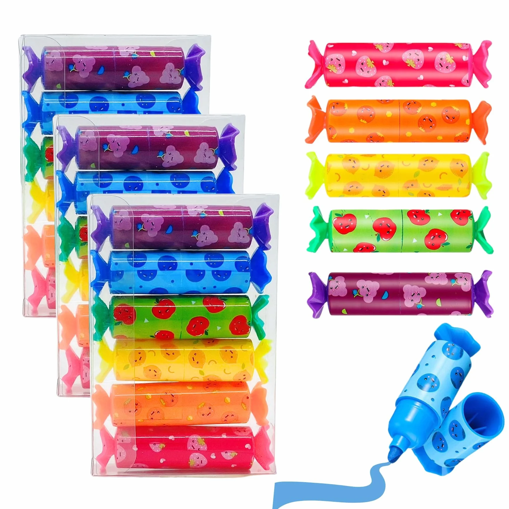 Mini markery tekstowe, 18 sztuk, dla dzieci, uczniów, śmieszne pisaki do przyborów piśmienniczych, słodkich kawaii, na prezenty, imprezę, urodziny, do szkoły, jako upominek