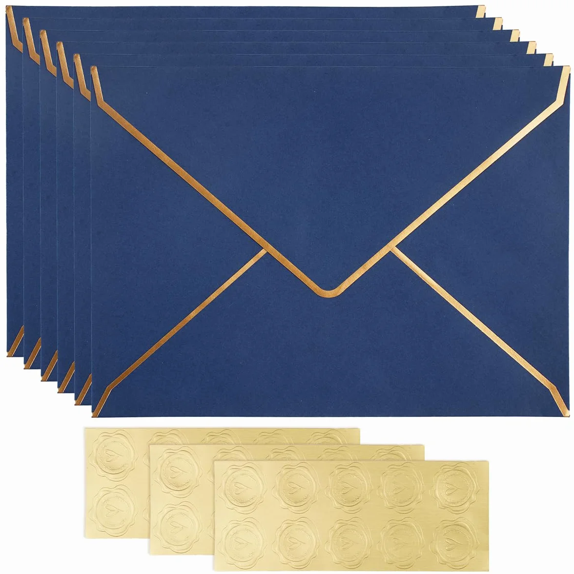 Luksusowe koperty z klapką w kształcie litery V 18,3 x 13,3 cm złota krawędź z folii