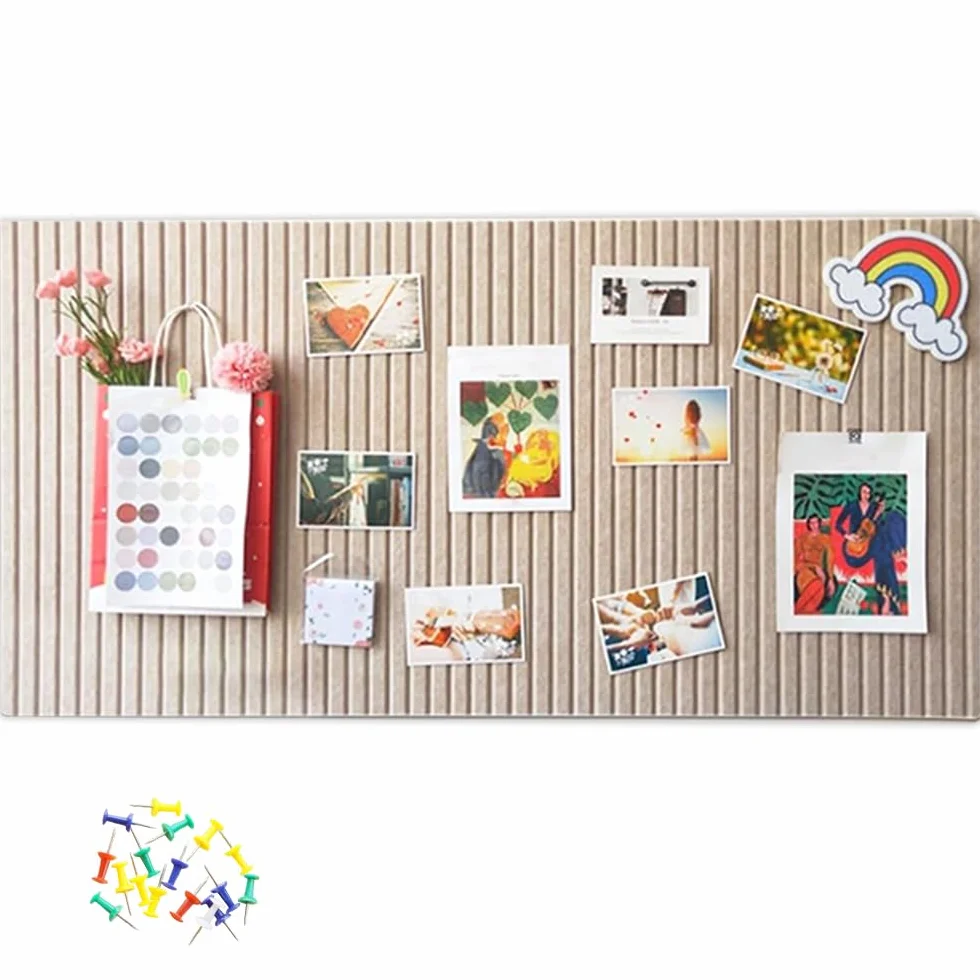 60 x 40 cm duży korkowy blat samoprzylepny do ściany z korka o grubości 0,9 cm, filcowa dekoracyjna tablica z filcu z 35 szpilkami do zdjęć, tablice notatek, reklamy, dekoracja (ciemny wielbłąd