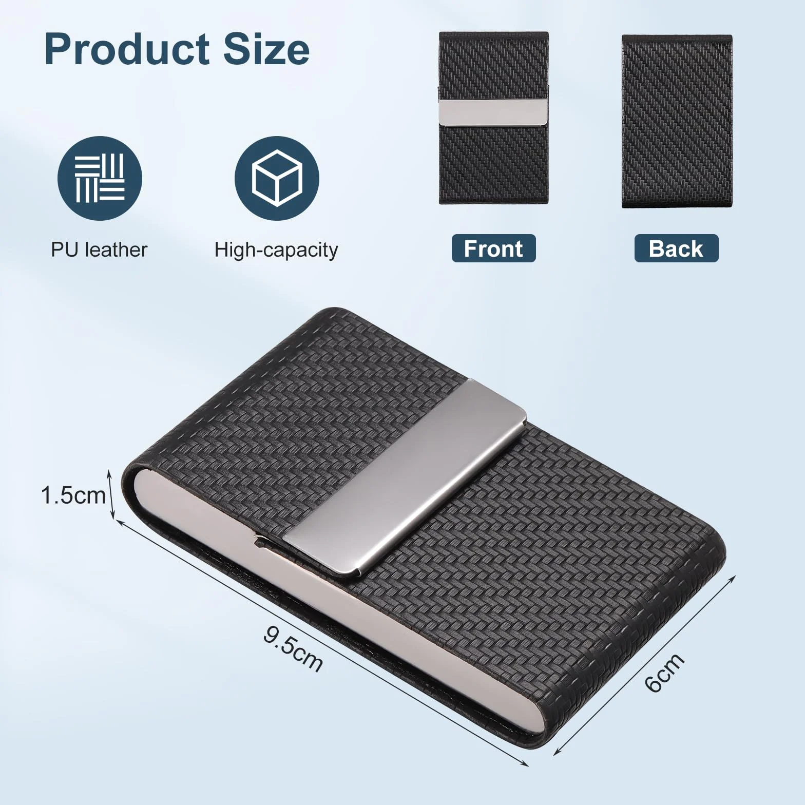 Etui na wizytówki, skóra PU, kieszeń na wizytówki, dla kobiet i mężczyzn, metalowe etui na karty, ze stali nierdzewnej, wizytówki, z zapięciem magnetycznym, do podróży i pracy
