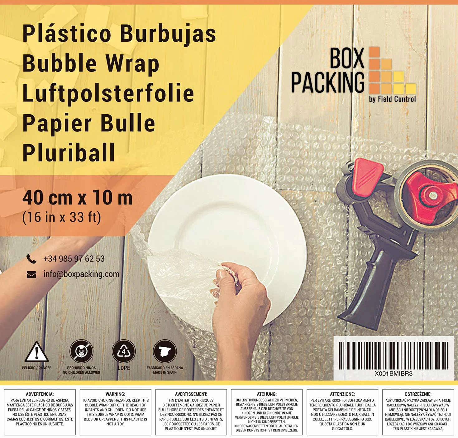 BOXPACKING | Folia Bąbelkowa | 40 cm szerokości x 10 m długości | Folia z Wypustkami Do Pakowania i Przeprowadzek
