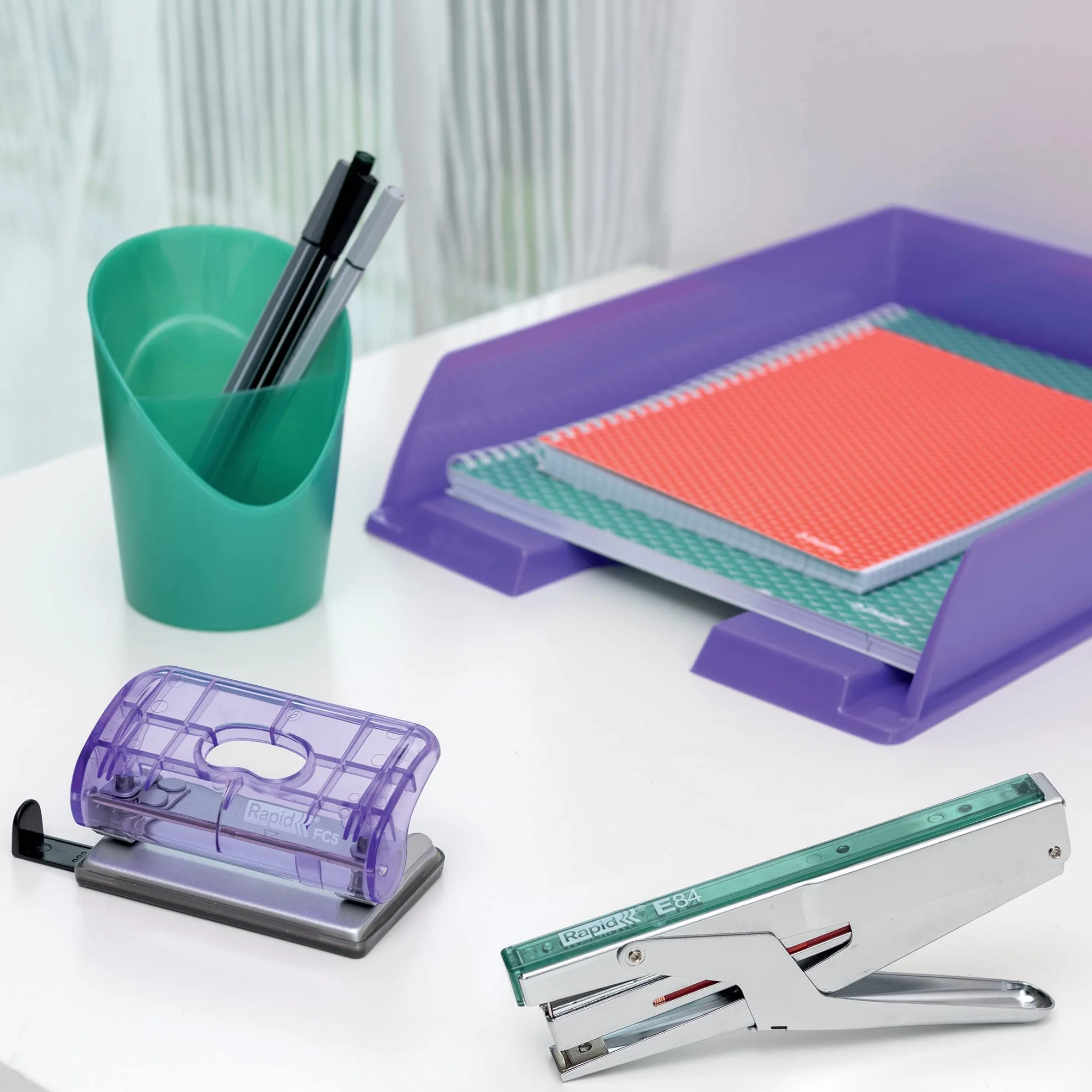 Esselte, Minizszywacz Rapid Colour'Breeze F4, Ładowany od Góry, Zszywa do 10 Kartek Jednocześnie, do Domu/Biura/Szkoły, Zszywki w Zestawie, Kolor Niebieski, 5001327