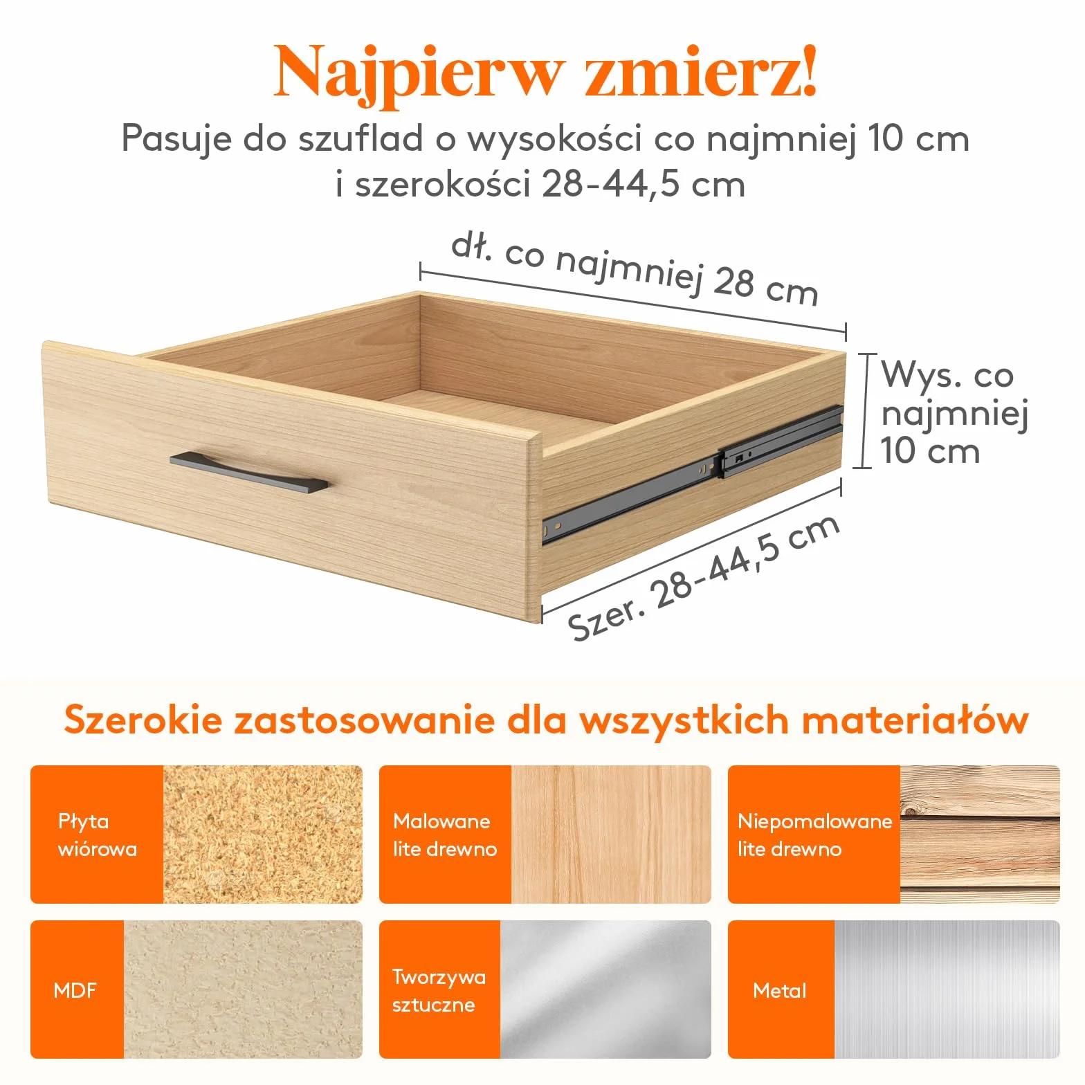 Lifewit 4 Plastikowych przegródek do szuflad o wysokości 10 cm, 28-44,5 cm Regulowane organizery do szuflad na ubrania, rozszerzalne separatory do organizacji w sypialni/łazience/kuchni/biurze