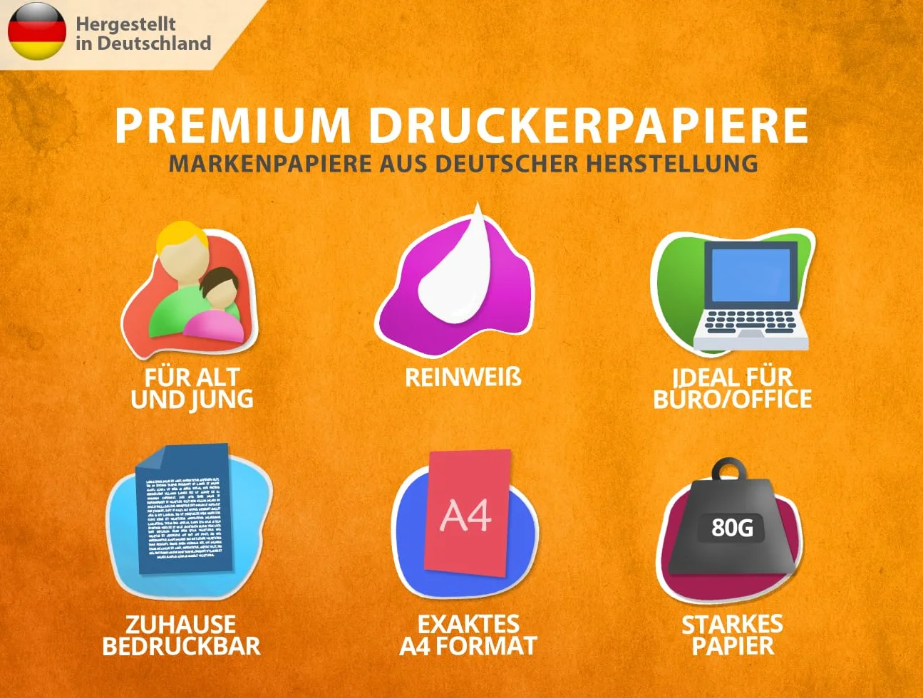 250 arkuszy papieru do drukarek A4 80 g biały – papier premium czysta biel – DIN A4-21 x 29,7 cm – papier do kopiowania, drukarki laserowej i atramentowych do uniwersytetów, fotografii, prezentacji
