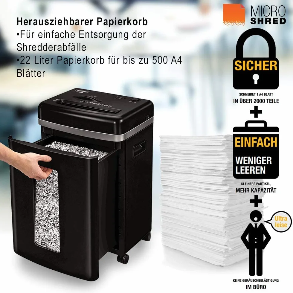 Fellowes High Security 9 Niszczarka, Czarny, 22L