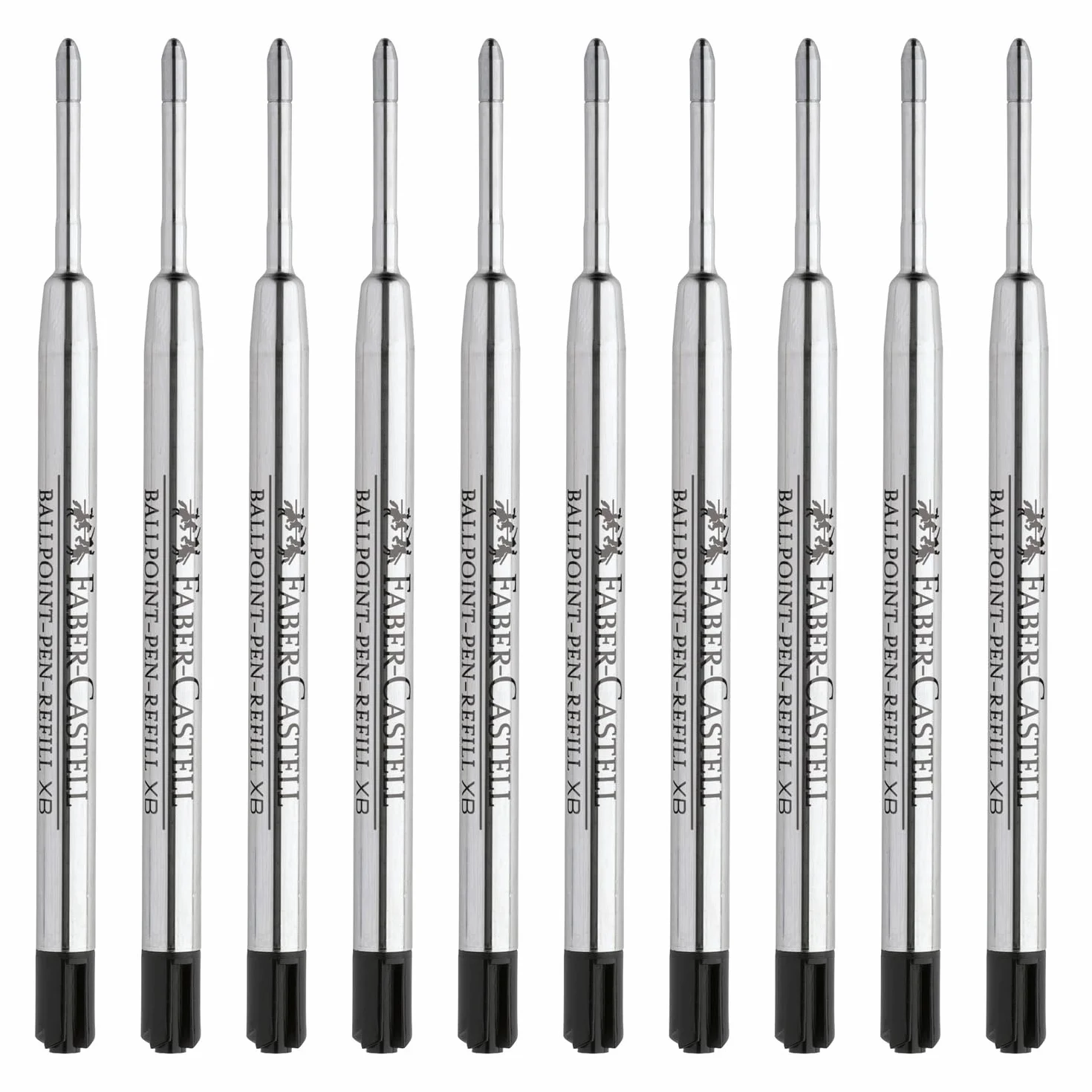 FABER-CASTELL 205270 - Wkłady do pióra kulkowego XB, 10 wkładów o dużej pojemności, odporne na dokumenty, kolor czarny