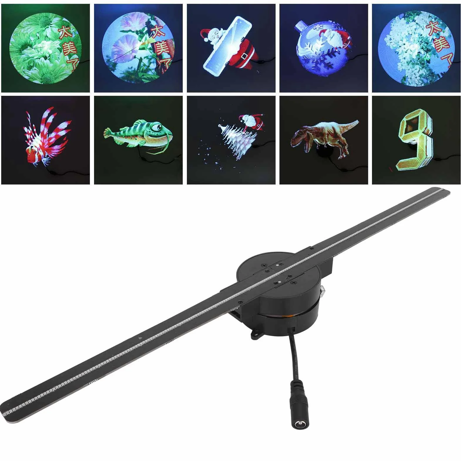Wentylator z Hologramem 3D 16-calowa Projekcja Holograficzna, 2000x224 224 LED Inteligentny Projektor Hologramowy Wi-Fi, Zdjęcia HD Obrazy Filmy Reklama Maszyna Displayer dla