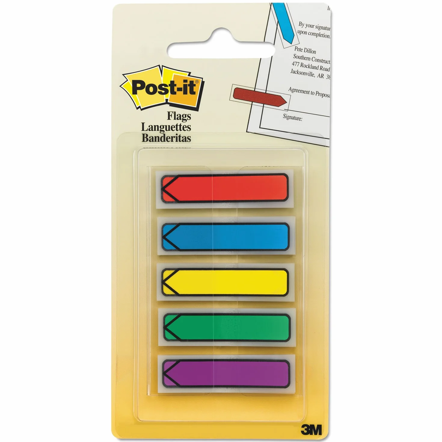 Post-it 684ARR1 samoprzylepne strzałki, 11,9 x 43,2 mm, 5 x 20 pasków, mieszane kolory