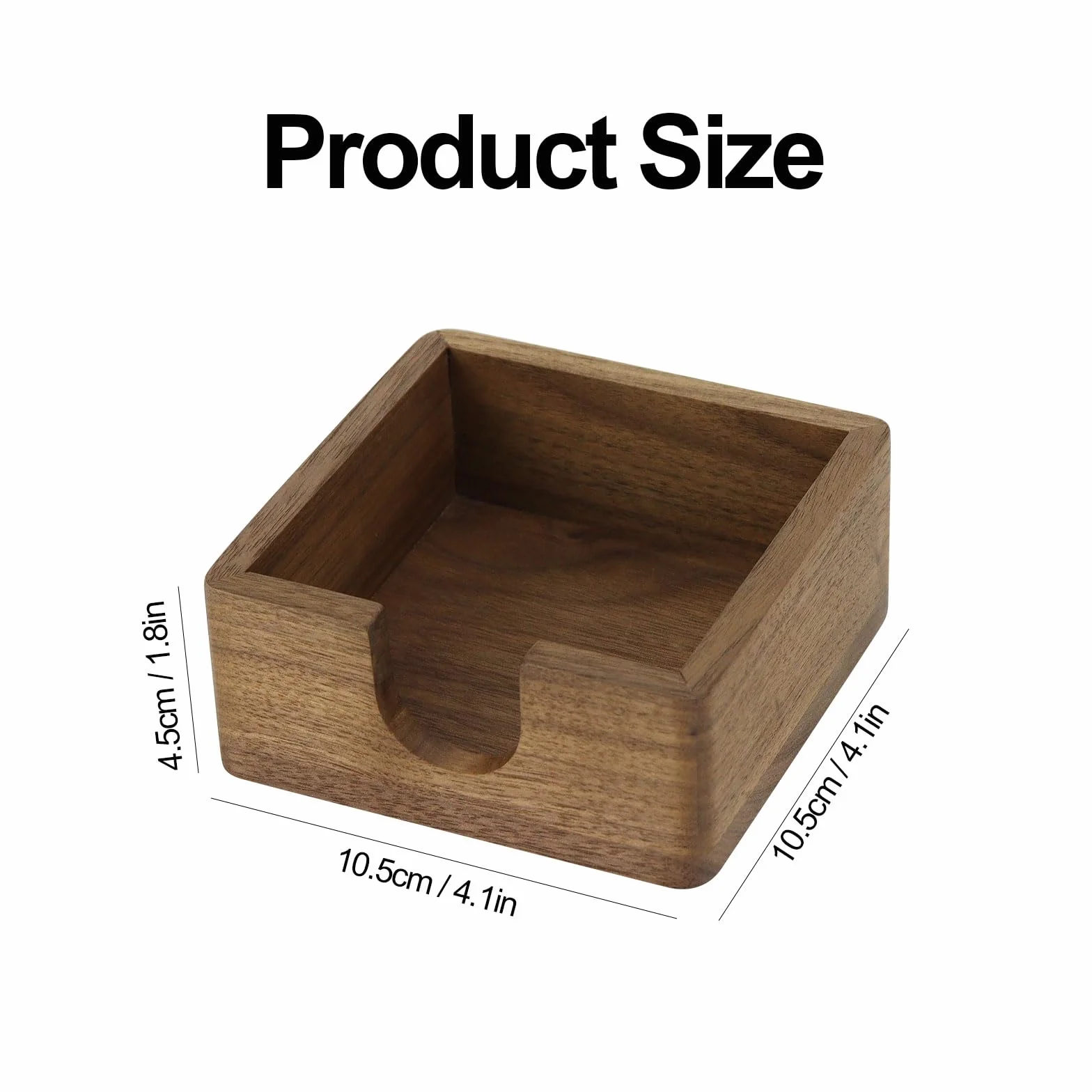 Uchwyt na karteczki z drewna orzechowego 10,5 x 10,5 cm organizer notatnik antypoślizgowa podstawa
