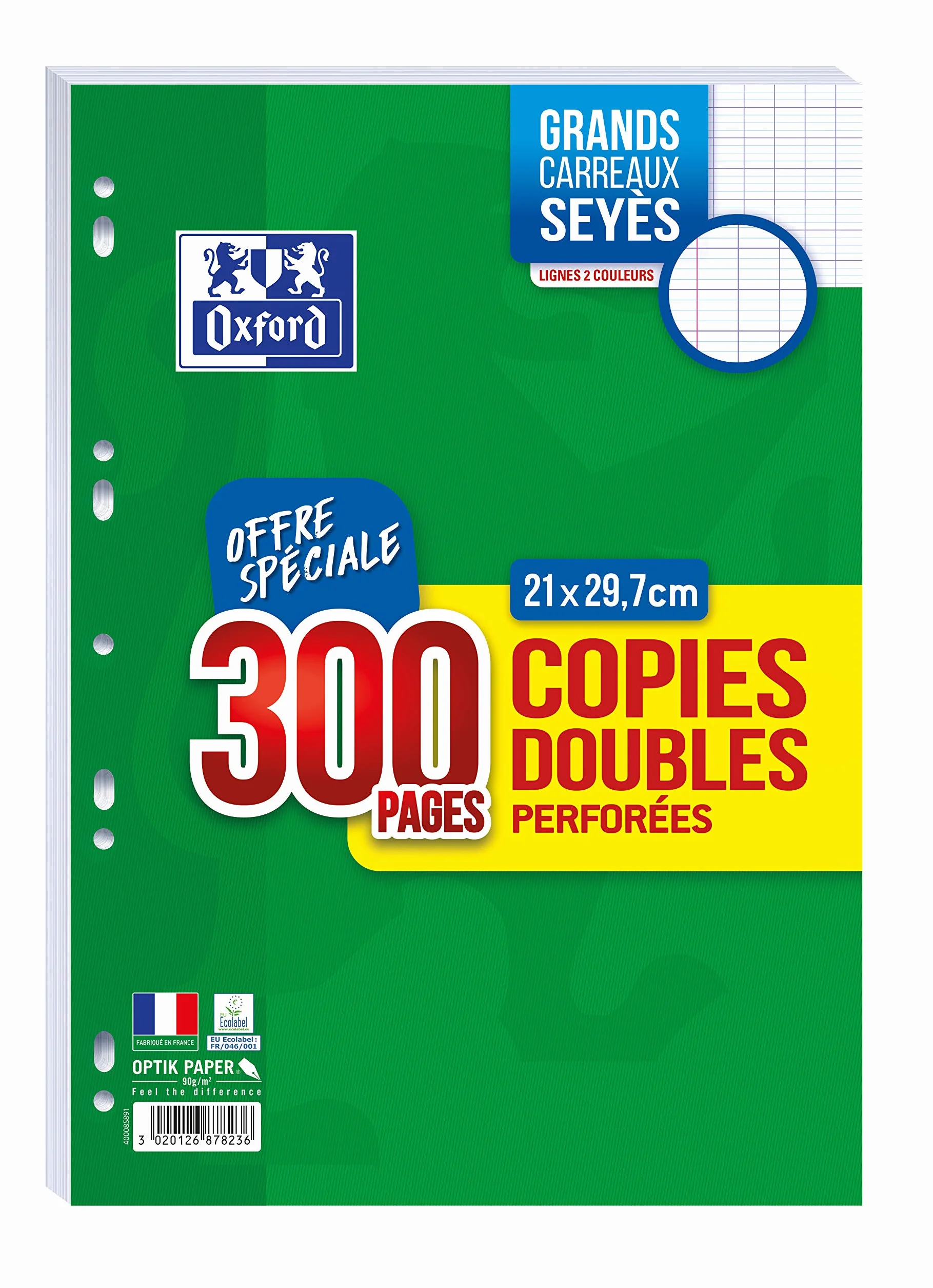 Oxford Kopie doubles perforées, A4, seyès, offre spéciale