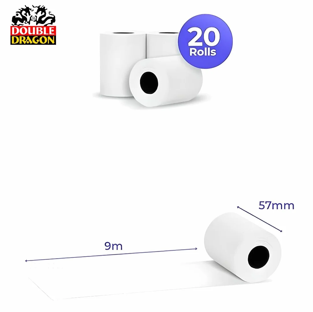 Rolki papieru termicznego 57 x 30 mm do kart kredytowych wszystkich urządzeń PDQ (20 rolek), kompatybilne z urządzeniami SumUp, Ingenico, Verifone, Zettle, drukarkami i nie tylko