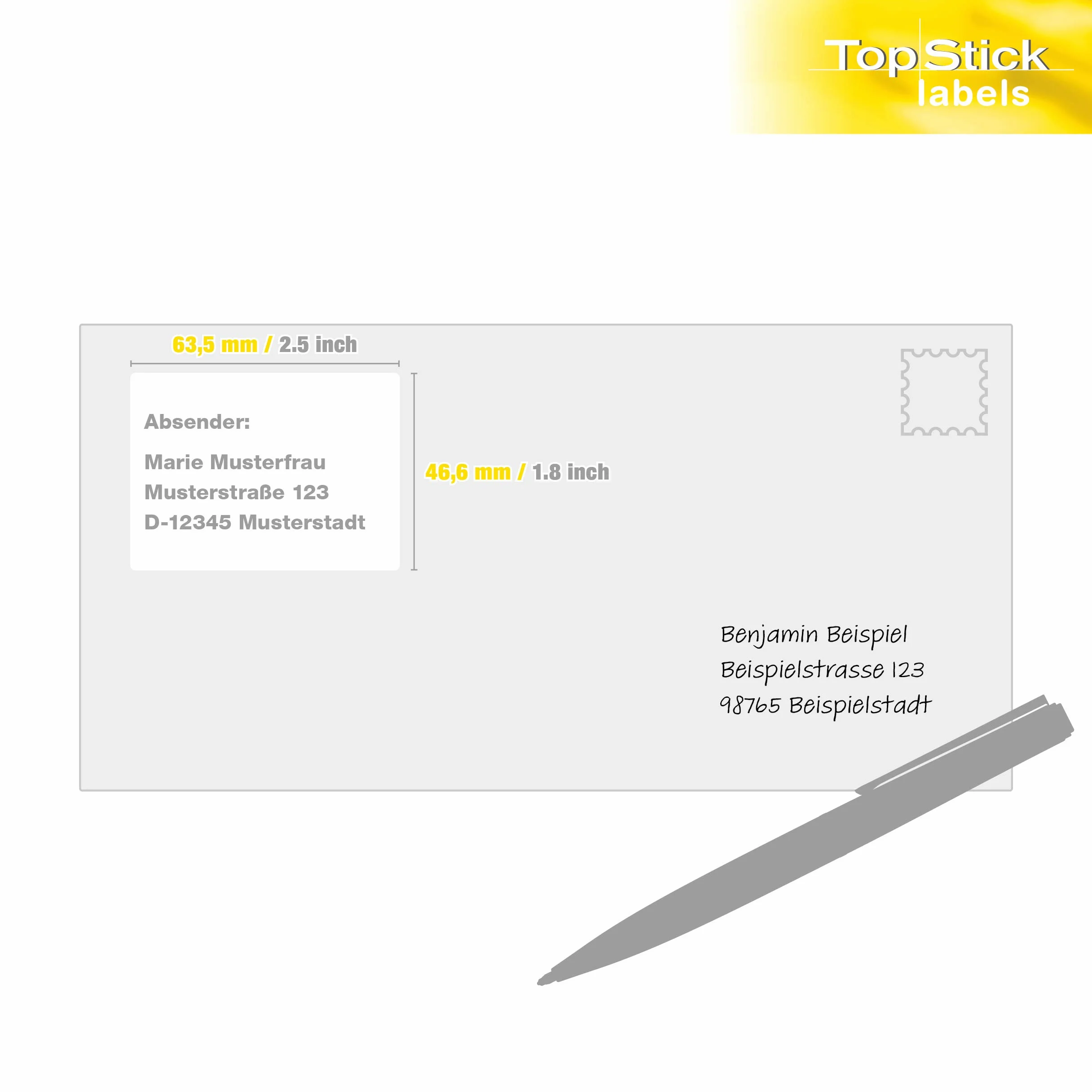 TopStick 8735 etykiety adresowe, 100 arkuszy, 63,5 x 46,6 mm, 18 na arkusz A4, 1800 sztuk, samoprzylepne, do zadrukowania, matowe, czyste naklejki adresowe, białe