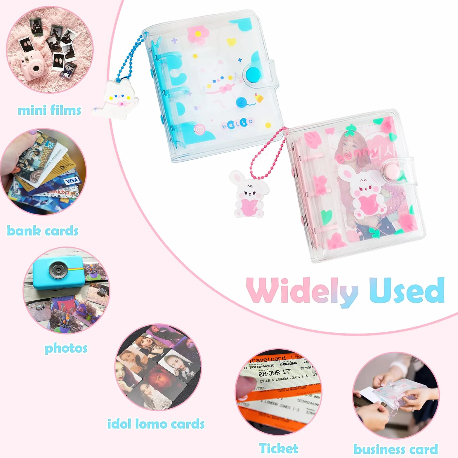 Kpop Photocard Binder album fotograficzny 10 rękawami 3 cale mini z brelokiem do kluczy
