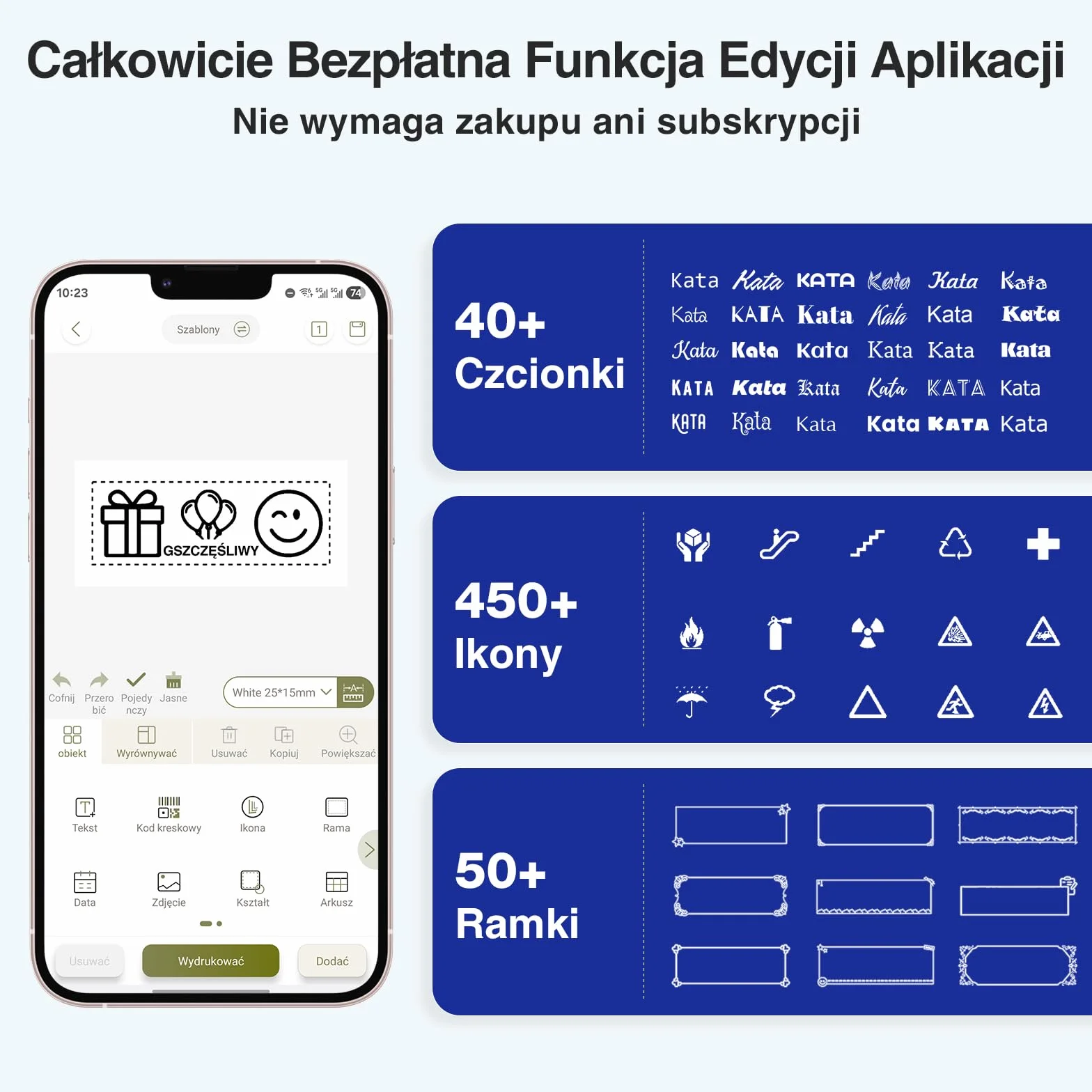SUPVAN E11 Drukarka Etykiet Bluetooth Przenośna Akumulatorowa Kompatybilna z Aplikacją