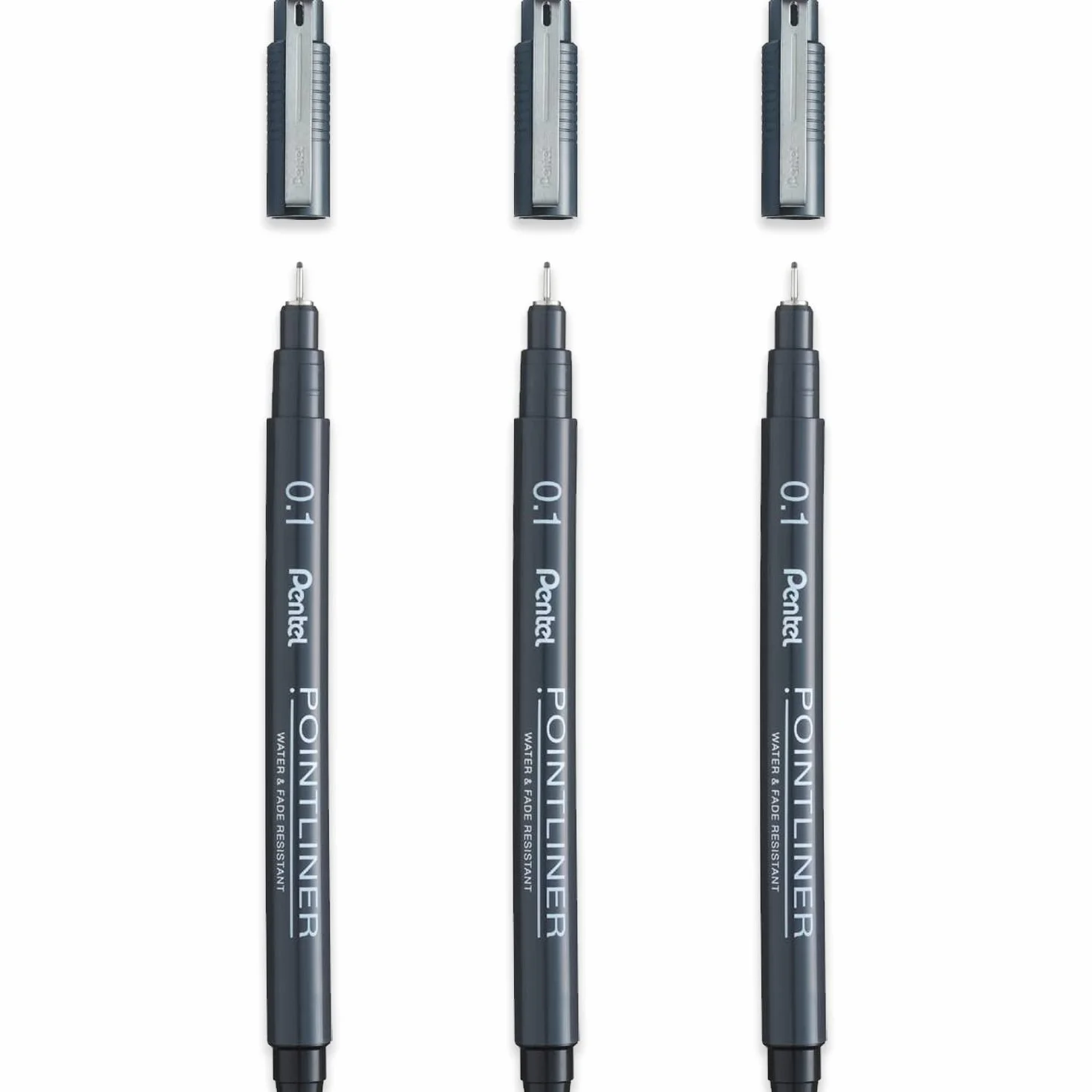 Pentel S20P Pointliner pigmentowy wkład do rysowania technicznego cienkopis - 0,1 mm - czarny tusz - opakowanie 3 szt