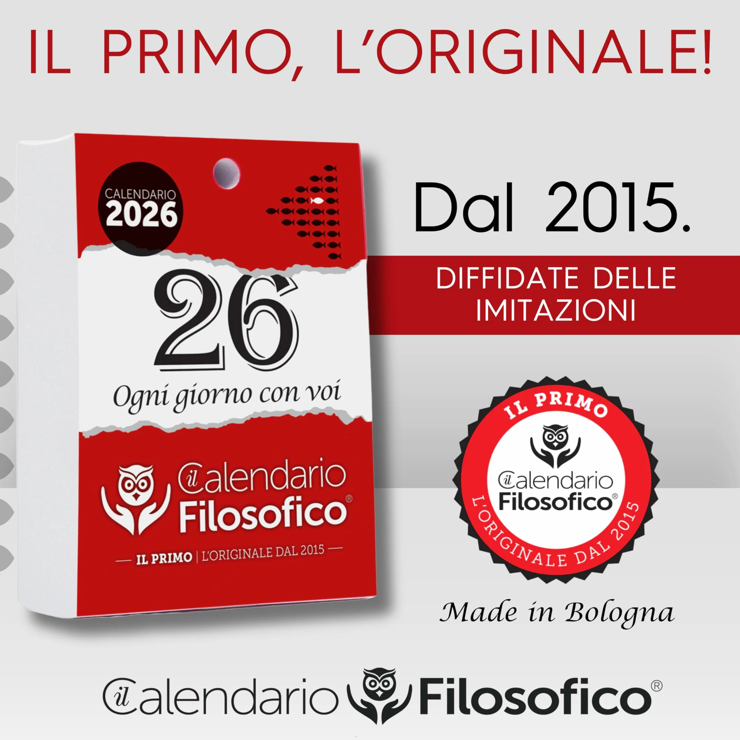 Il Calendario Filosofico 2026, zamiennik A6, 10 x 14 cm, kalendarz biurkowy z 365 dniami fraz filozoficznych