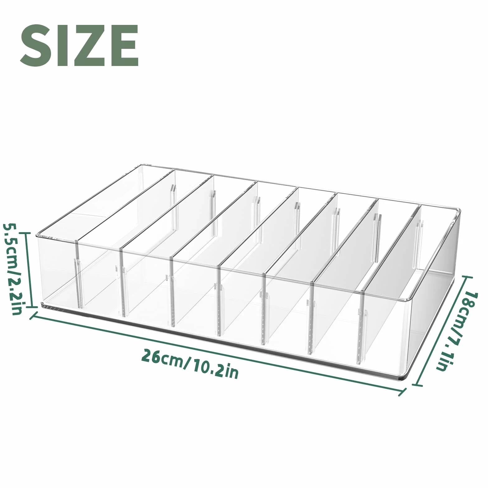 Przezroczysty akrylowy organizer na gotówkę 8 przegródek 26 x 18 x 5,5 cm
