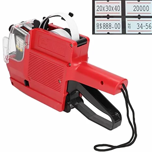 MX6600 Pistolet do Etykiet Cenowych 10 Cyfr 2 Linie ABS Czerwony Żółty Niebieski z Wałkiem Tuszu