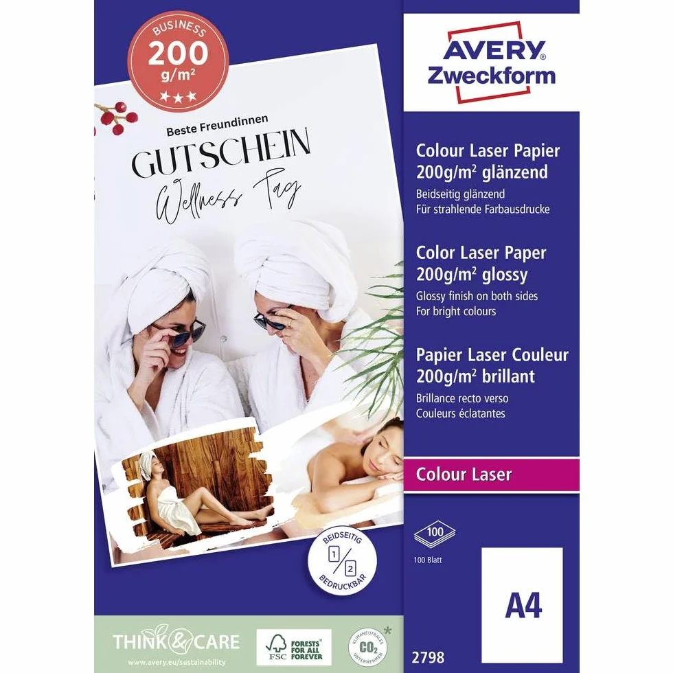 Avery Zweckform papier laserowy 2798 200 g/m² A4 błyszczący obustronnie powlekany
