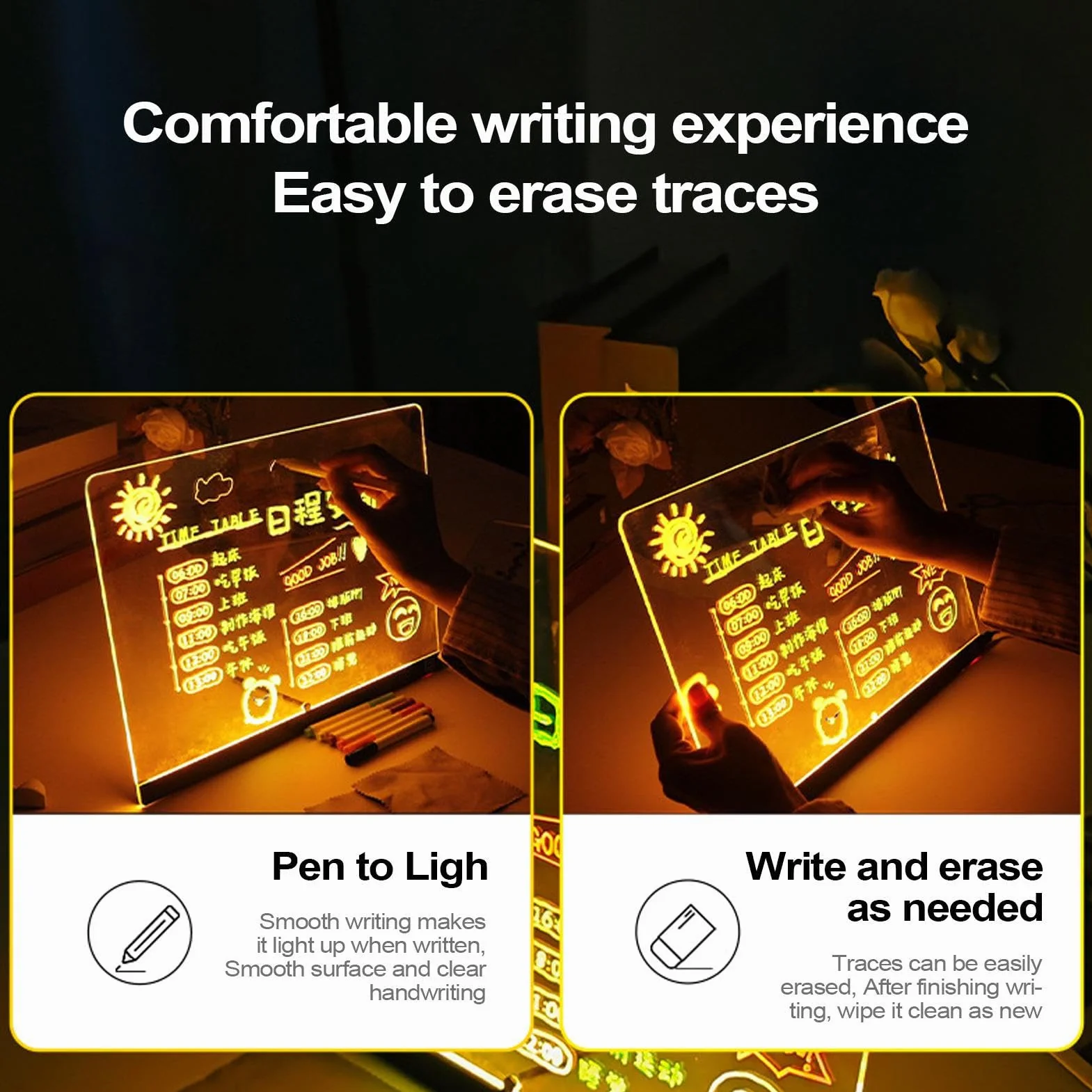 Keyubria Akrylowa Tablica Kreślarska LED Dry Erase Board