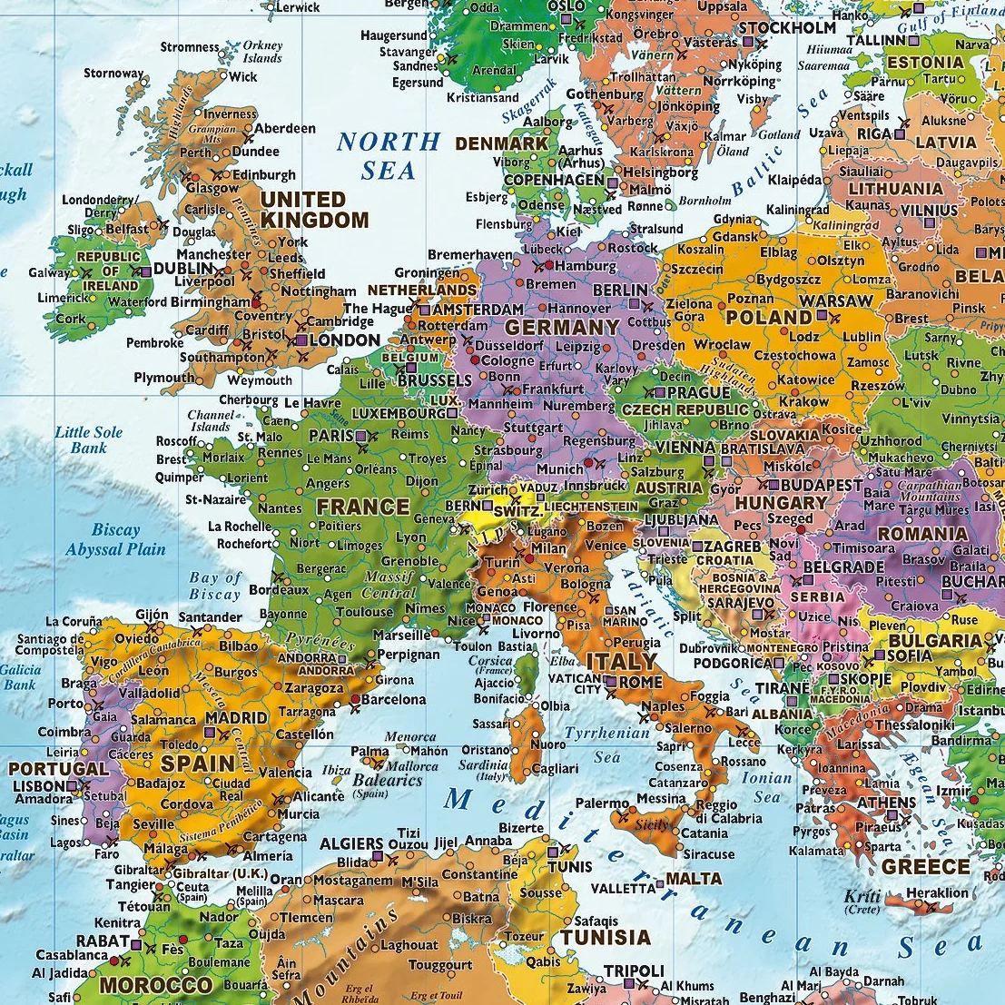 Close up olbrzymia mapa świata premium XXL, plakat, wersja 2021 z flagami (140 x 100 cm); Najwyższej jakości - MAPS IN MINUTES