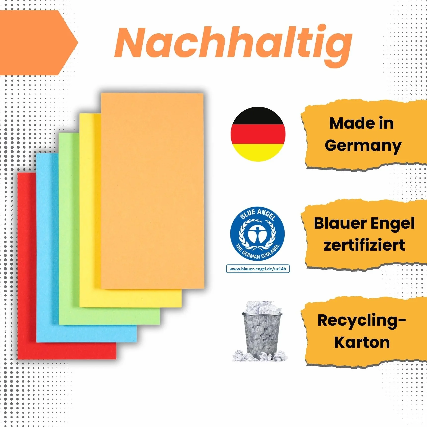Karty do moderacji intensywne kolory 20x10,5 cm karton z recyklingu Blauer Engel