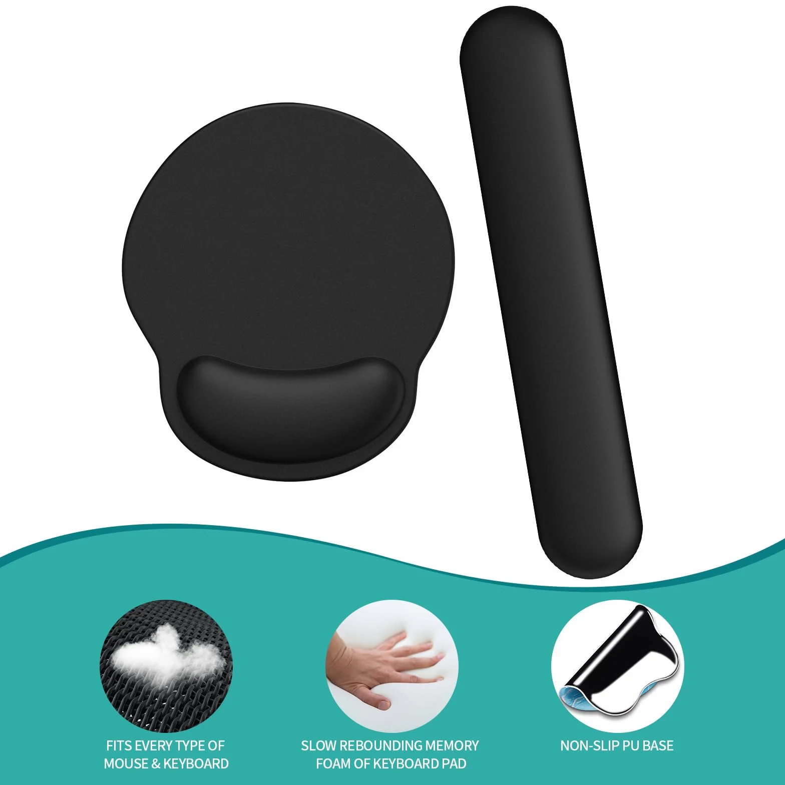 Podkładka pod mysz z podkładką pod nadgarstek i klawiaturą, ergonomiczna podkładka pod mysz z poduszką żelową i poduszką pod nadgarstek z pianki memory, klawiatura do klawiatury komputera z