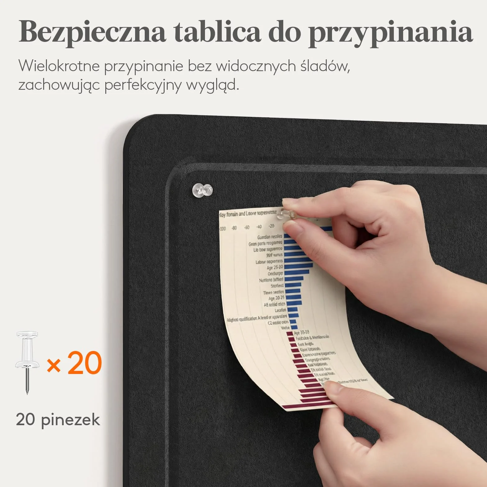 Lifewit Składana Filcowa Tablica 57 x 37,5 cm Dekoracyjna Tablica Memo Głęboka Czerń