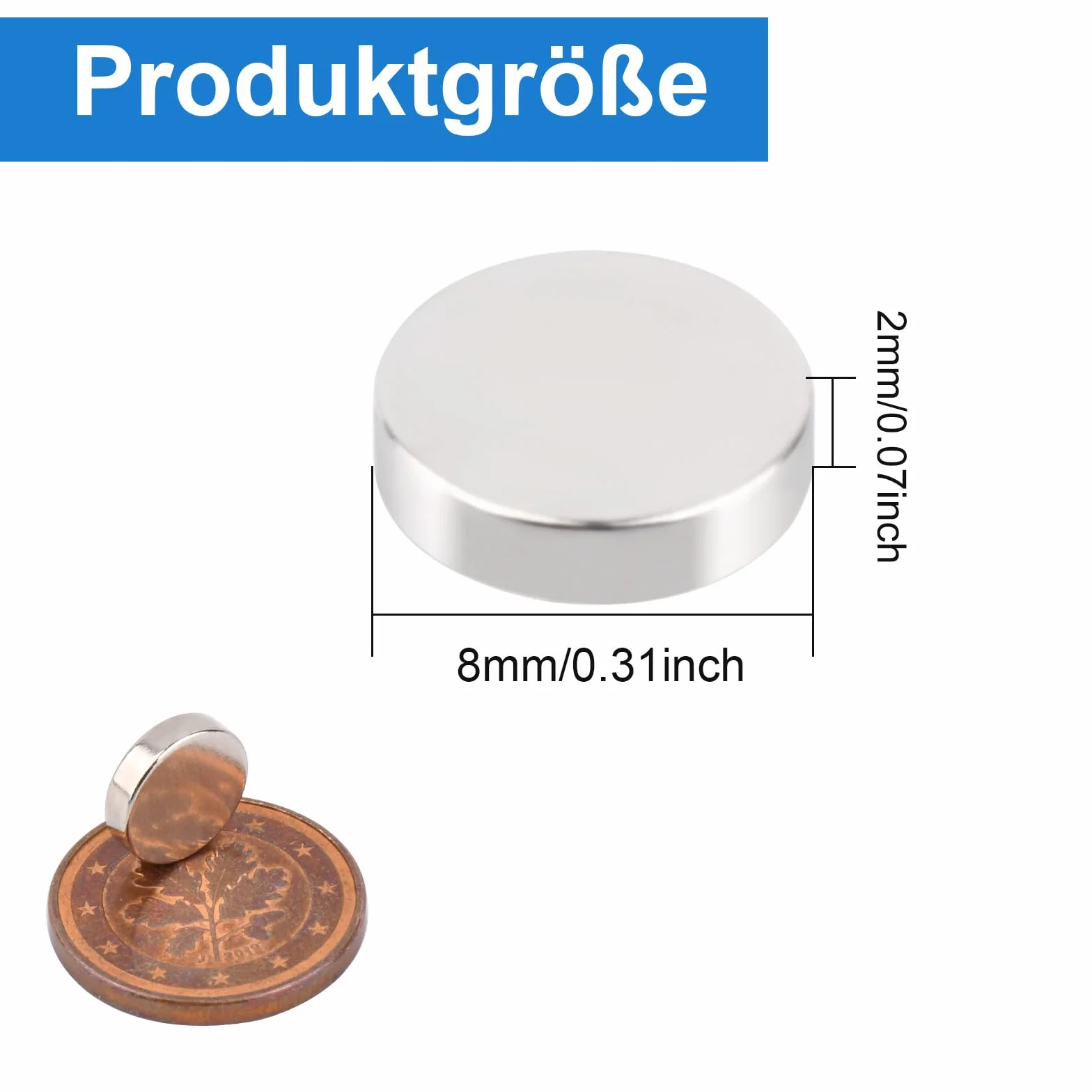 Magnesy neodymowe 8x2 mm okrągłe 100 sztuk