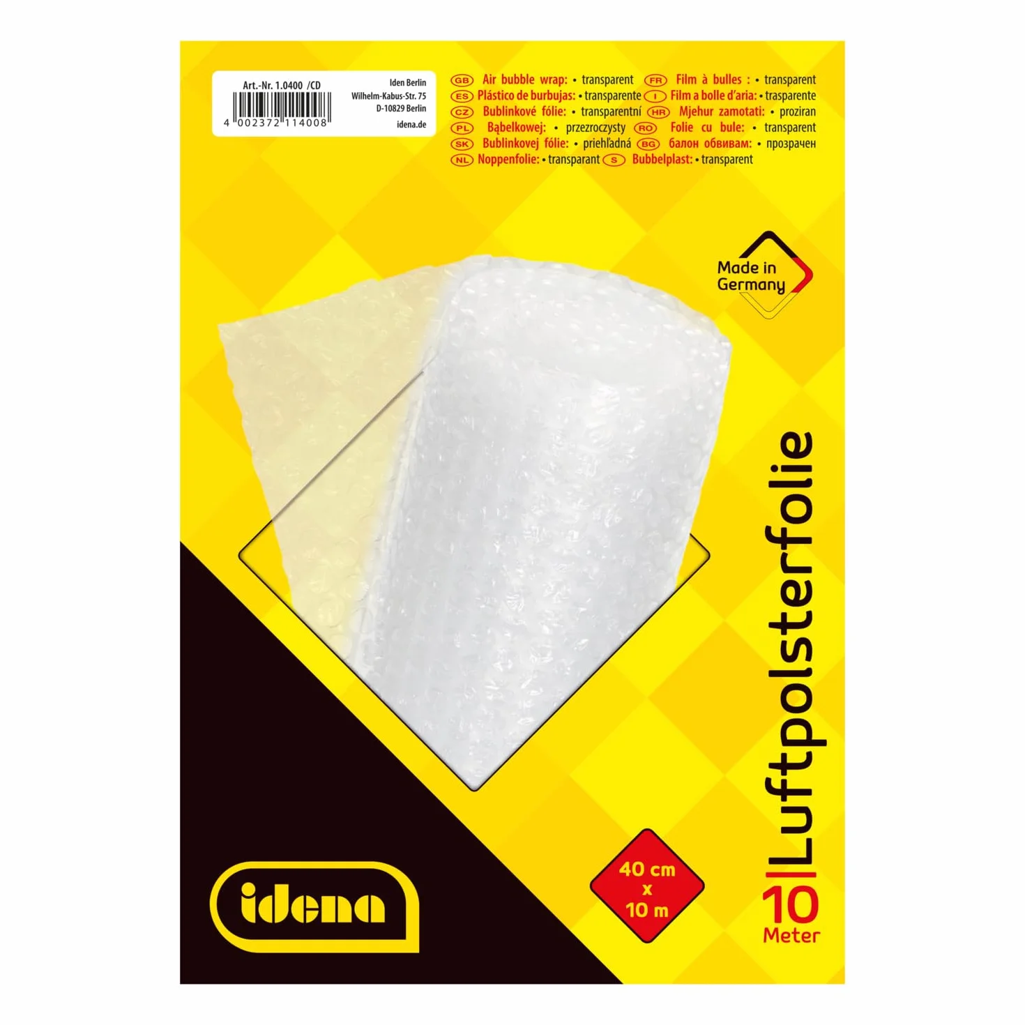 Idena Folia bąbelkowa do wysyłek 40 cm x 10 m 70 µ przezroczysta 1 szt