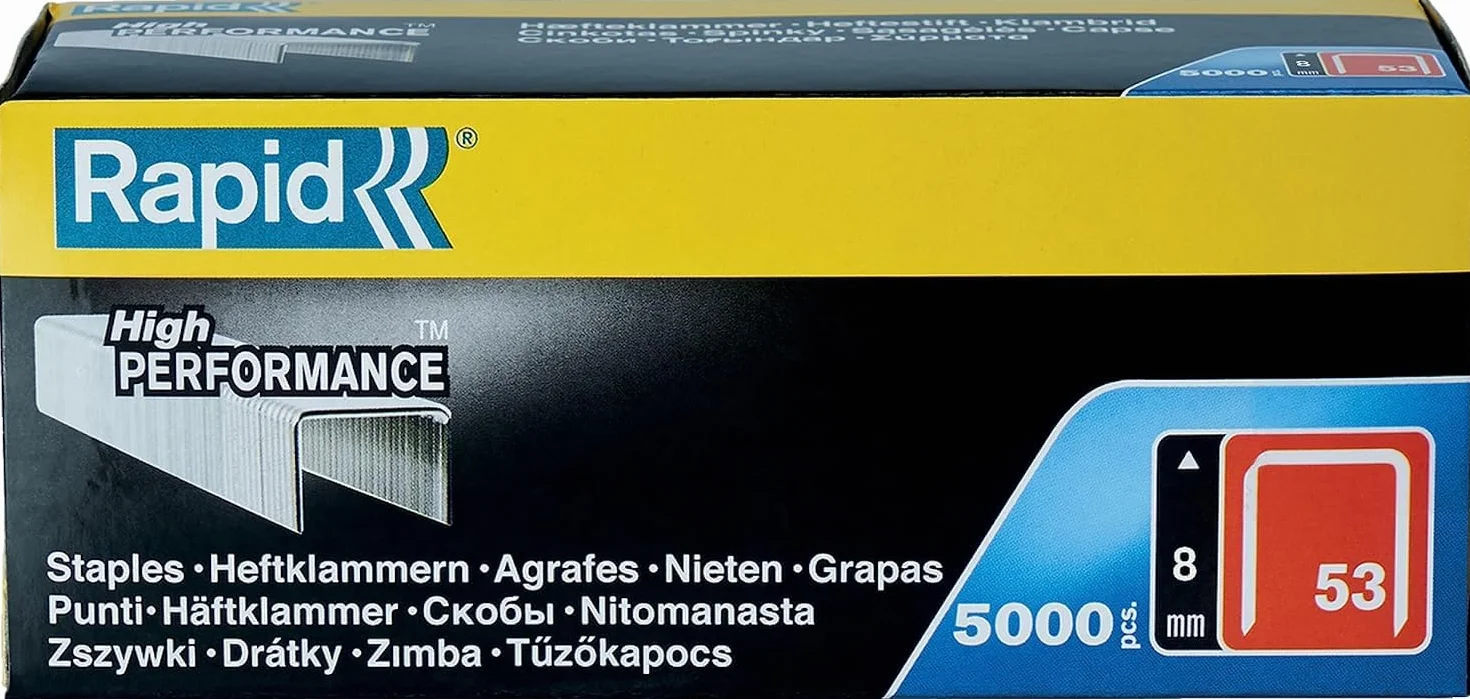 Rapid Zszywki Nr 53 do Tekstyliów 8 mm Stal Galwanizowana 5000 Sztuk