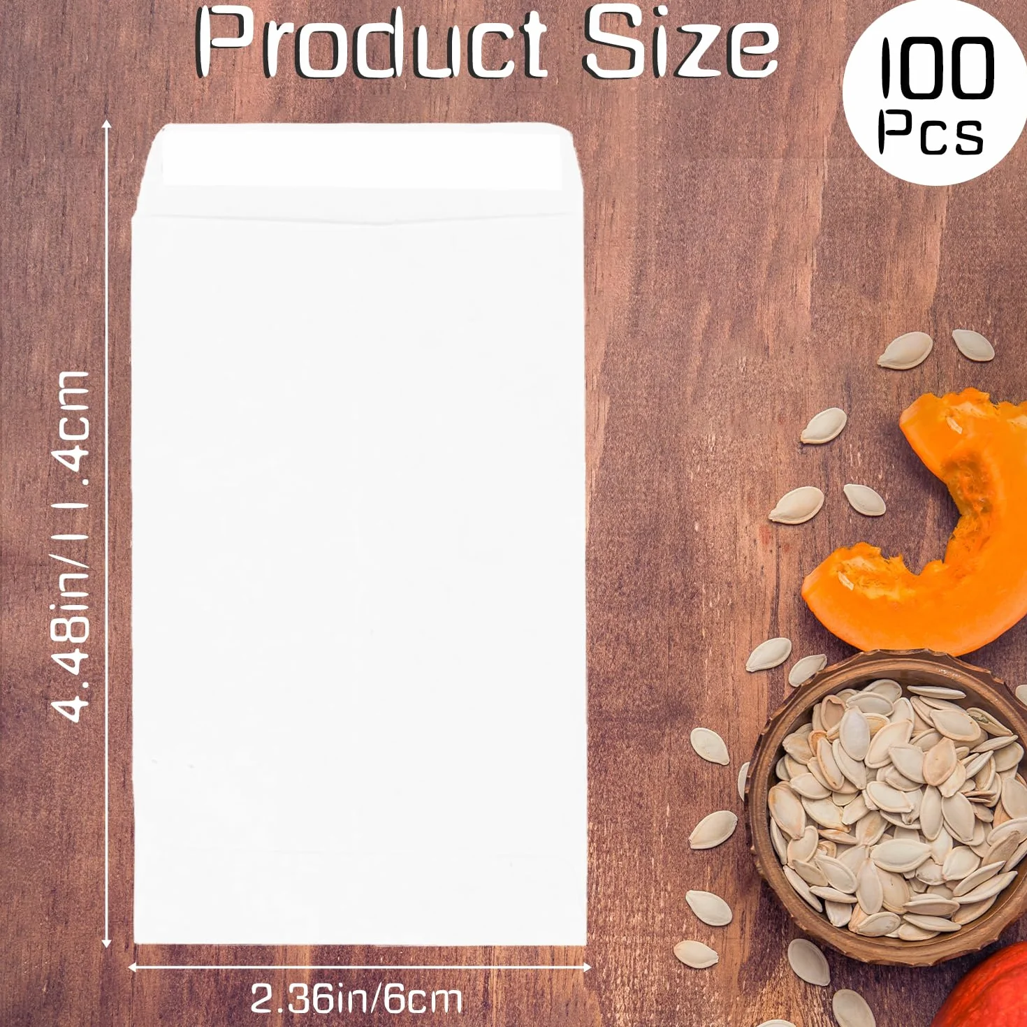 100 szt. Małe białe koperty, samoprzylepne koperty na nasiona Pakiety nasion Papier pakowy Koperty na monety na płace, nasiona, monety, koraliki lub znaczki (10x6 cm/3,9x2,4 cala)