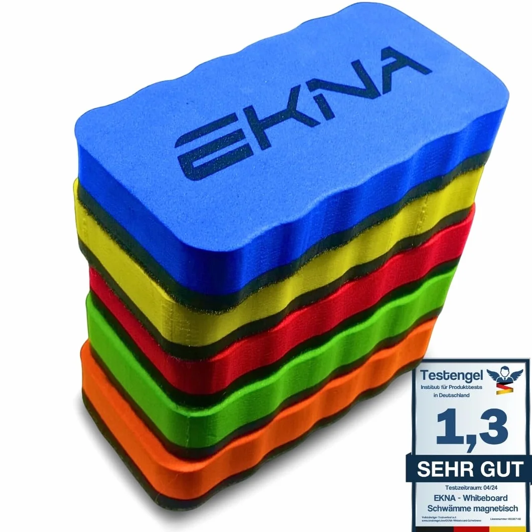 Gąbka magnetyczna do tablic suchościeralnych 110x55 mm zestaw 5 sztuk